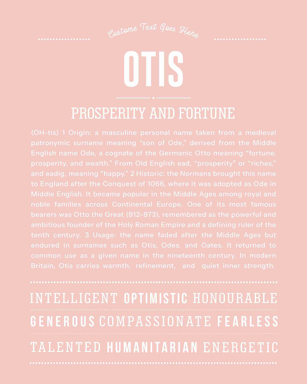 Otis | Personalised Name Meaning Print – Custom Name Art Gift
