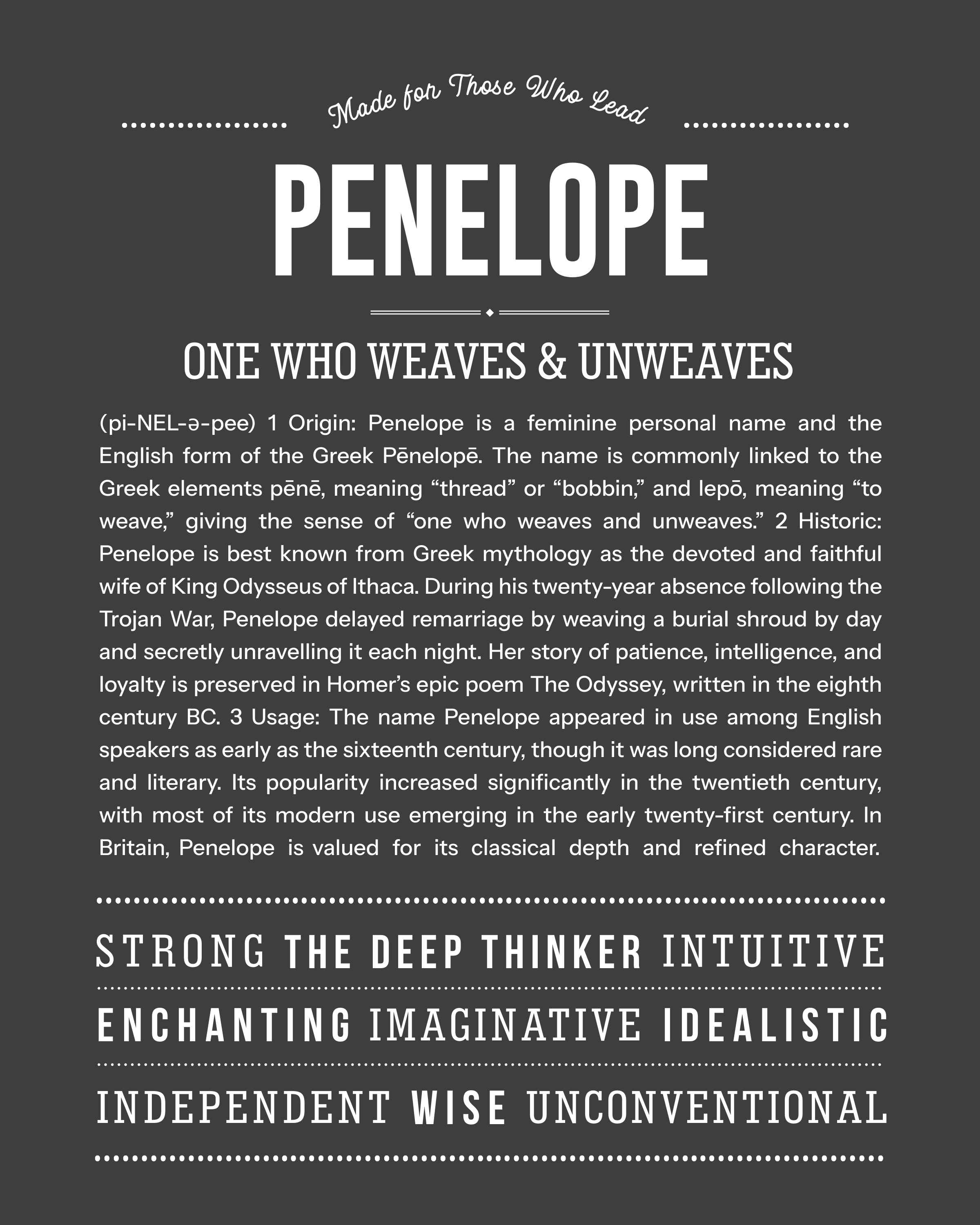 Penelope | Personalised Name Meaning Print – Custom Name Art Gift