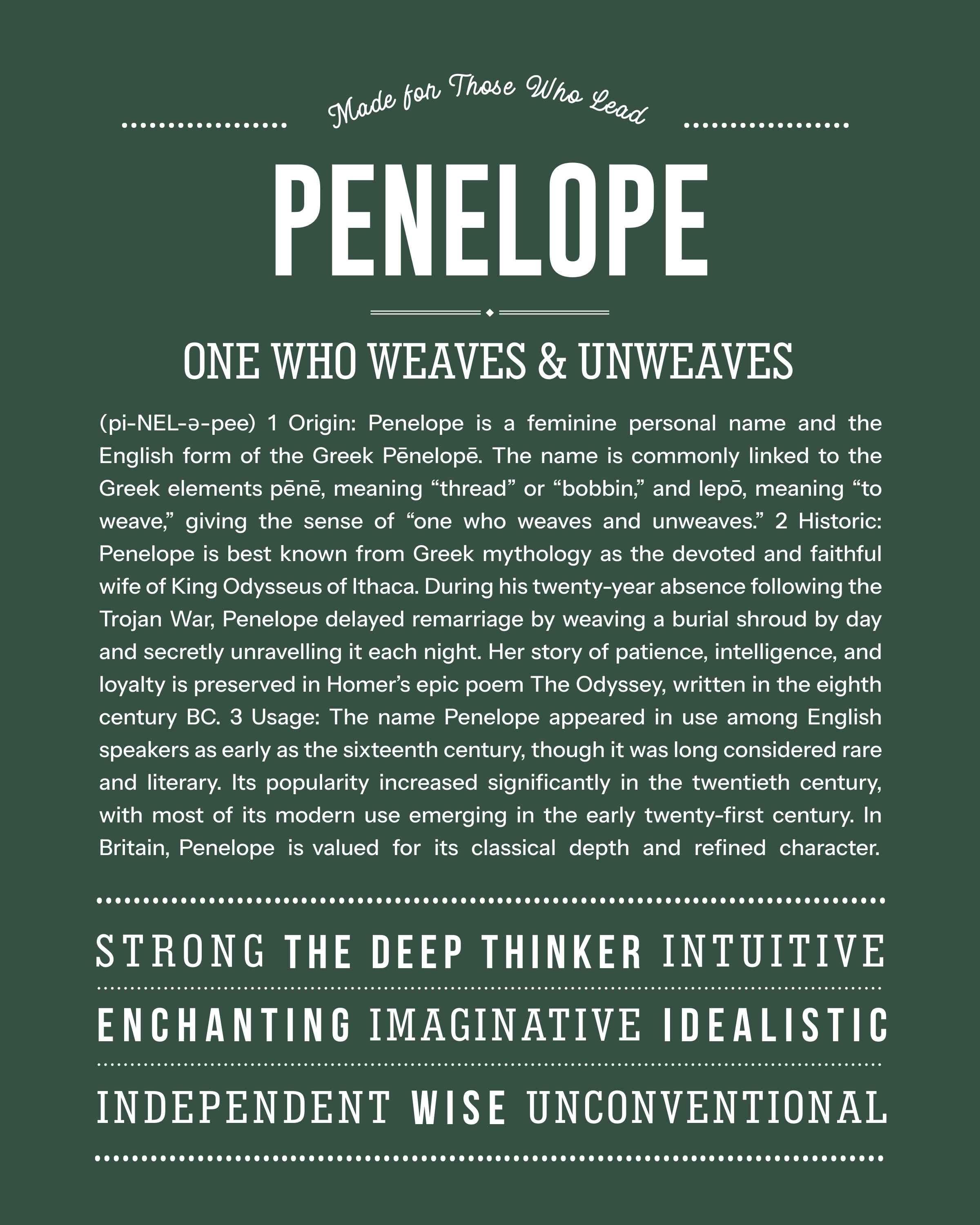 Penelope | Personalised Name Meaning Print – Custom Name Art Gift