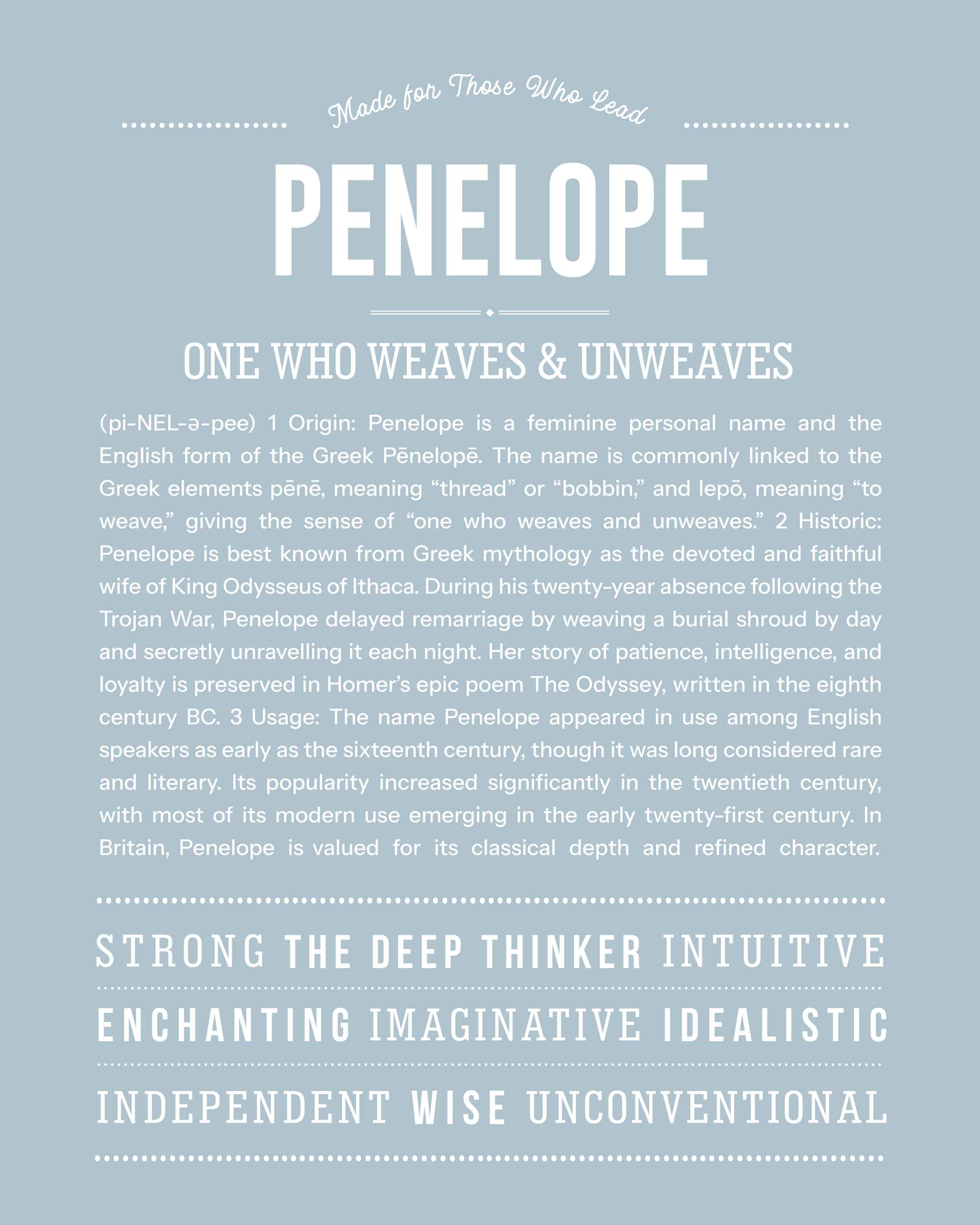 Penelope | Personalised Name Meaning Print – Custom Name Art Gift