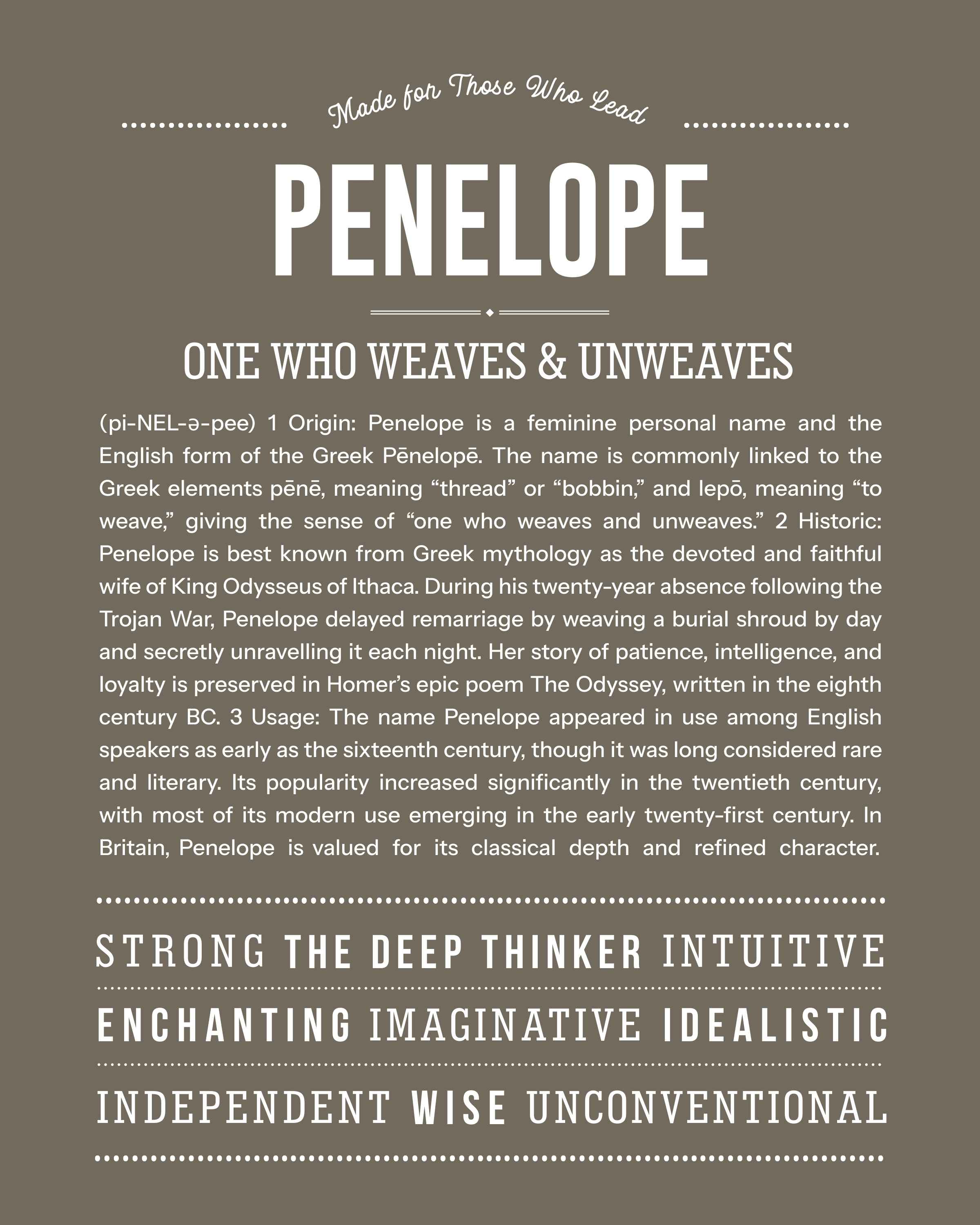 Penelope | Personalised Name Meaning Print – Custom Name Art Gift