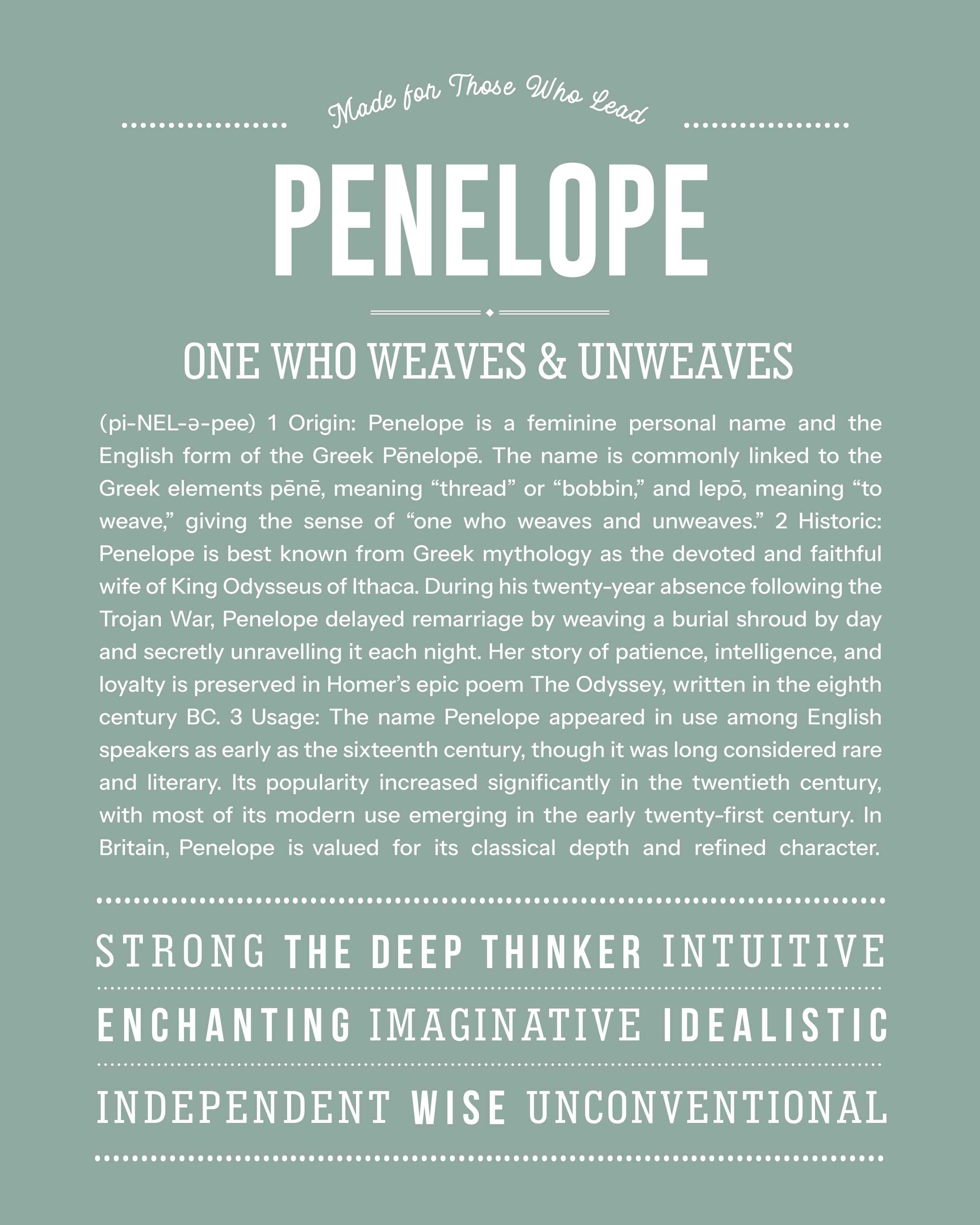 Penelope | Personalised Name Meaning Print – Custom Name Art Gift