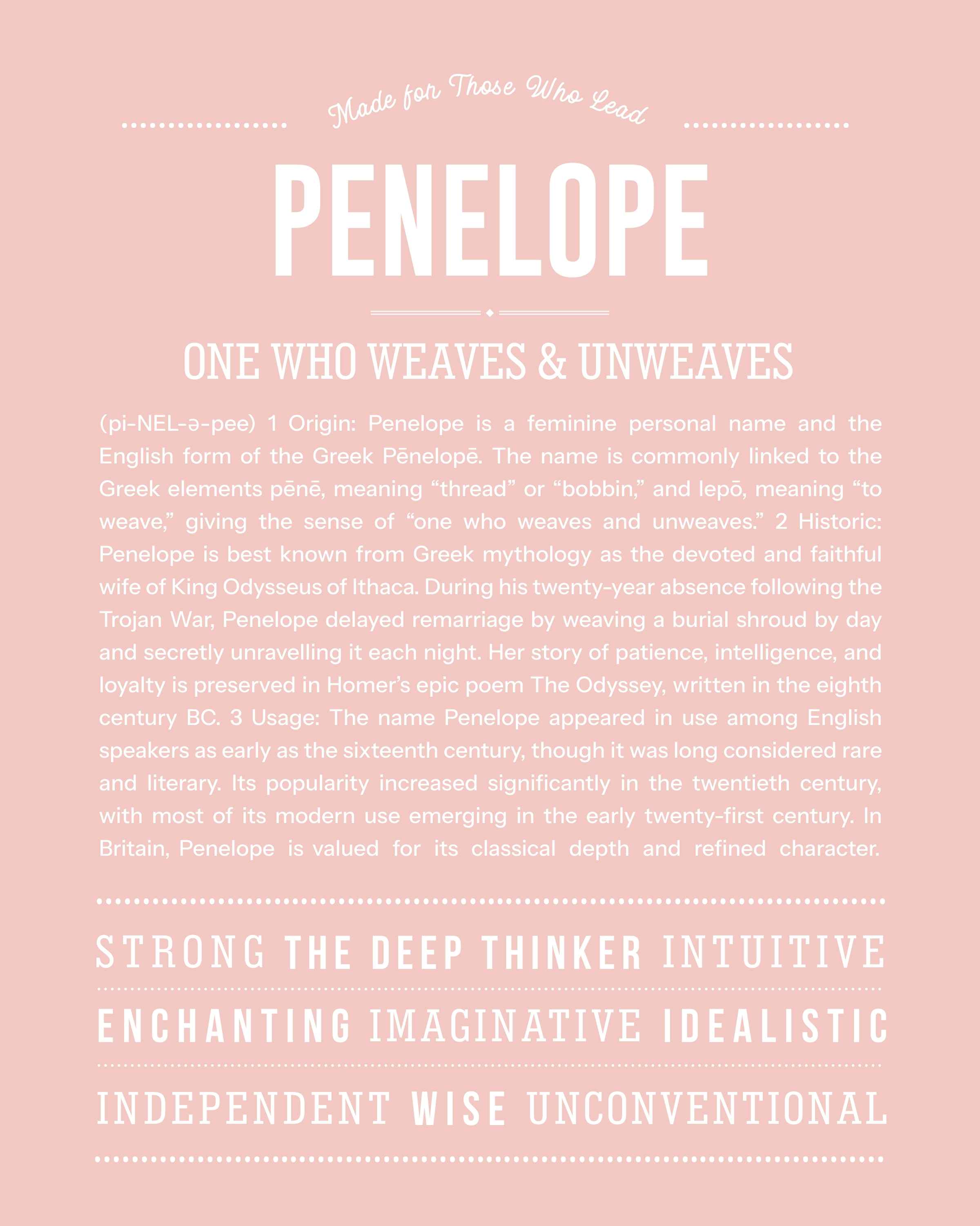 Penelope | Personalised Name Meaning Print – Custom Name Art Gift