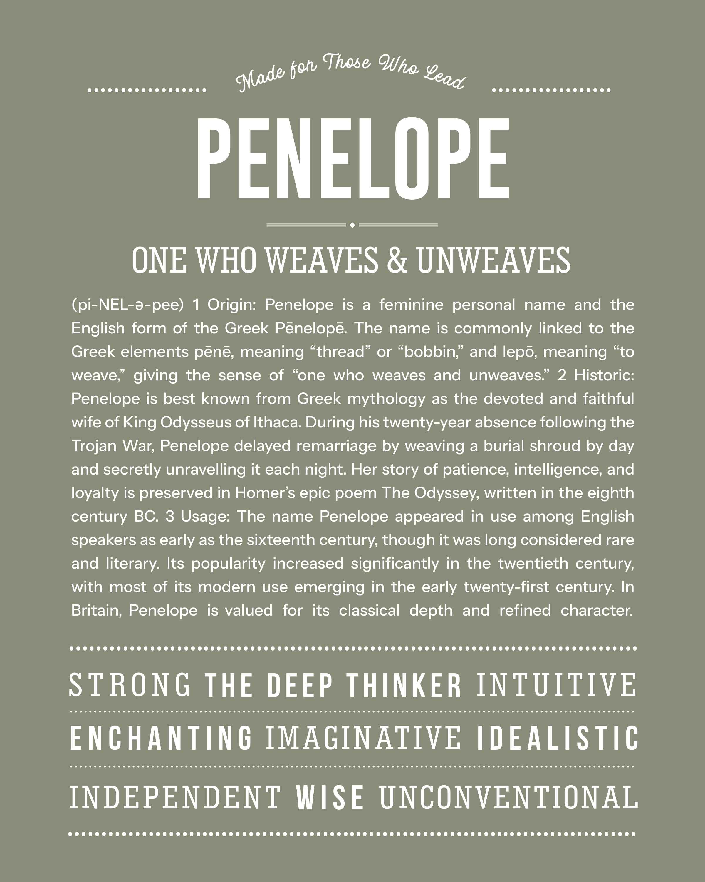 Penelope | Personalised Name Meaning Print – Custom Name Art Gift