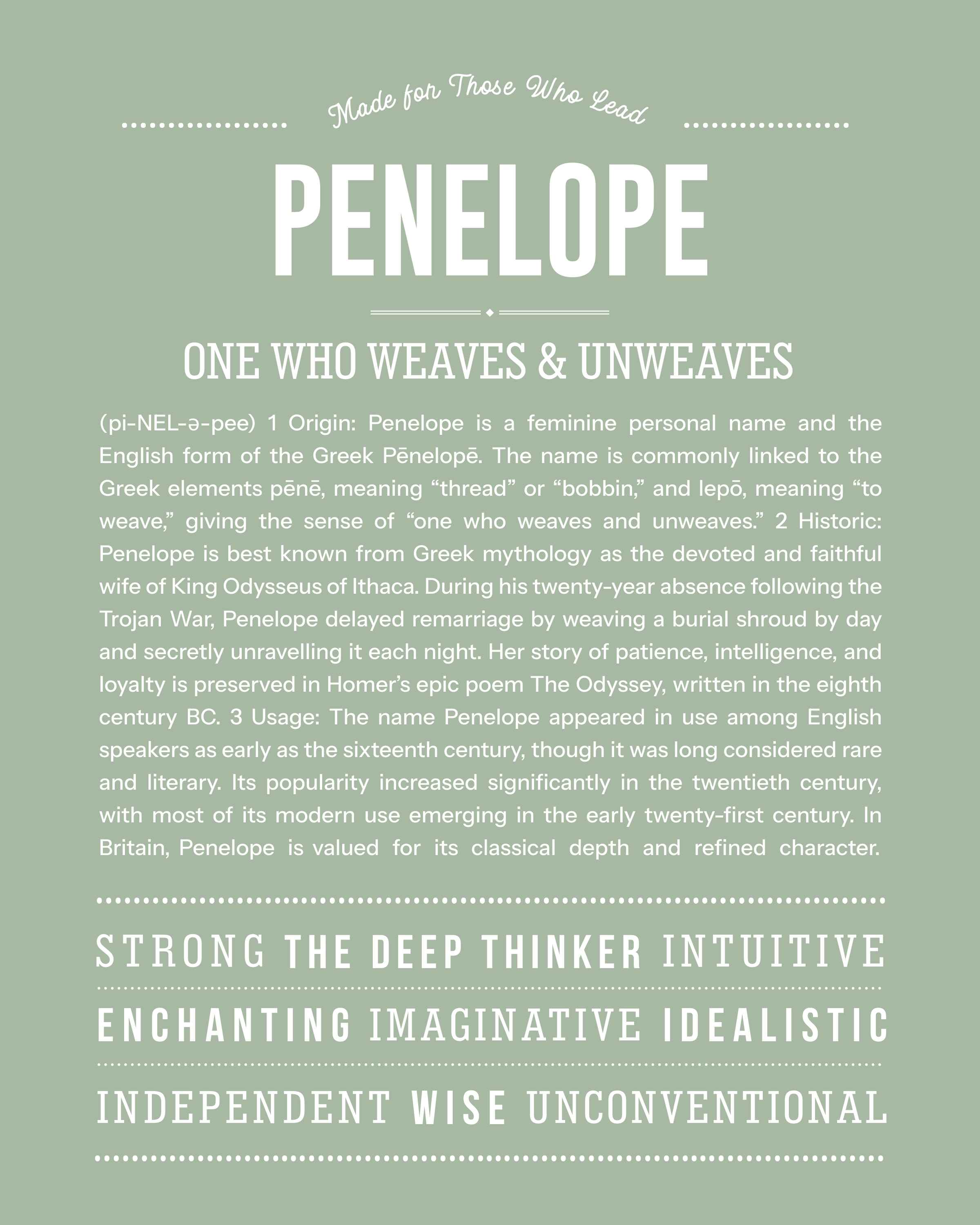 Penelope | Personalised Name Meaning Print – Custom Name Art Gift