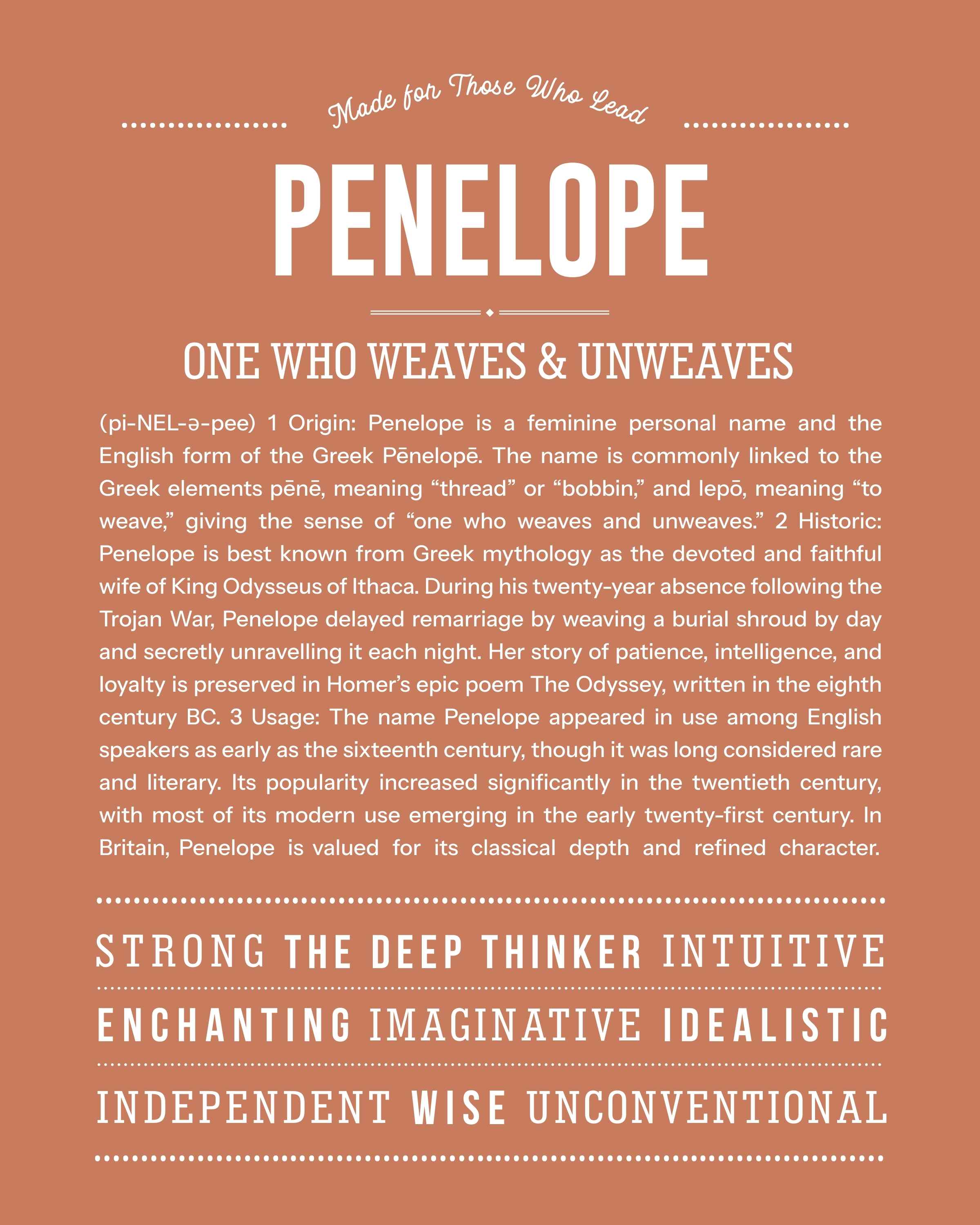 Penelope | Personalised Name Meaning Print – Custom Name Art Gift
