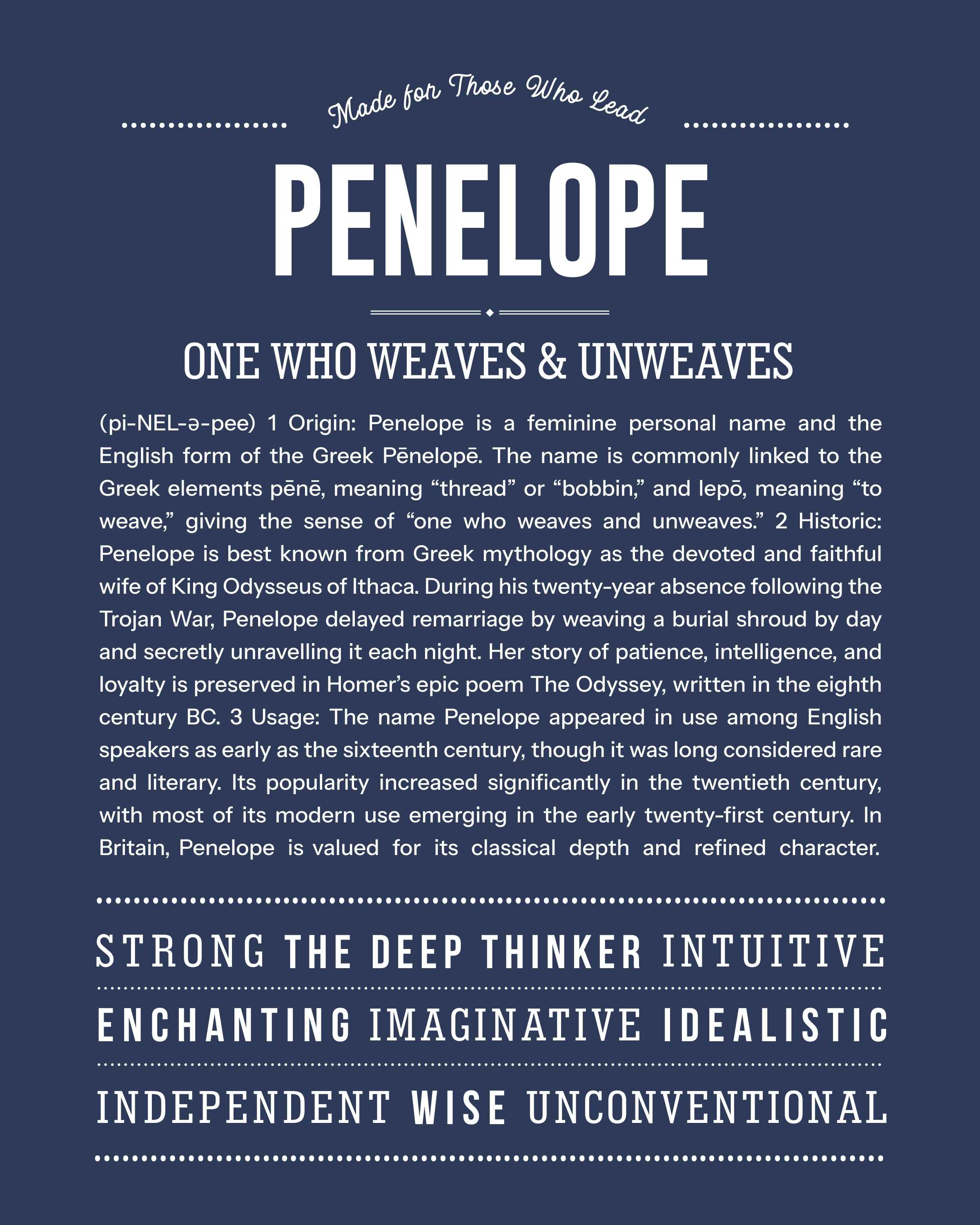 Penelope | Personalised Name Meaning Print – Custom Name Art Gift