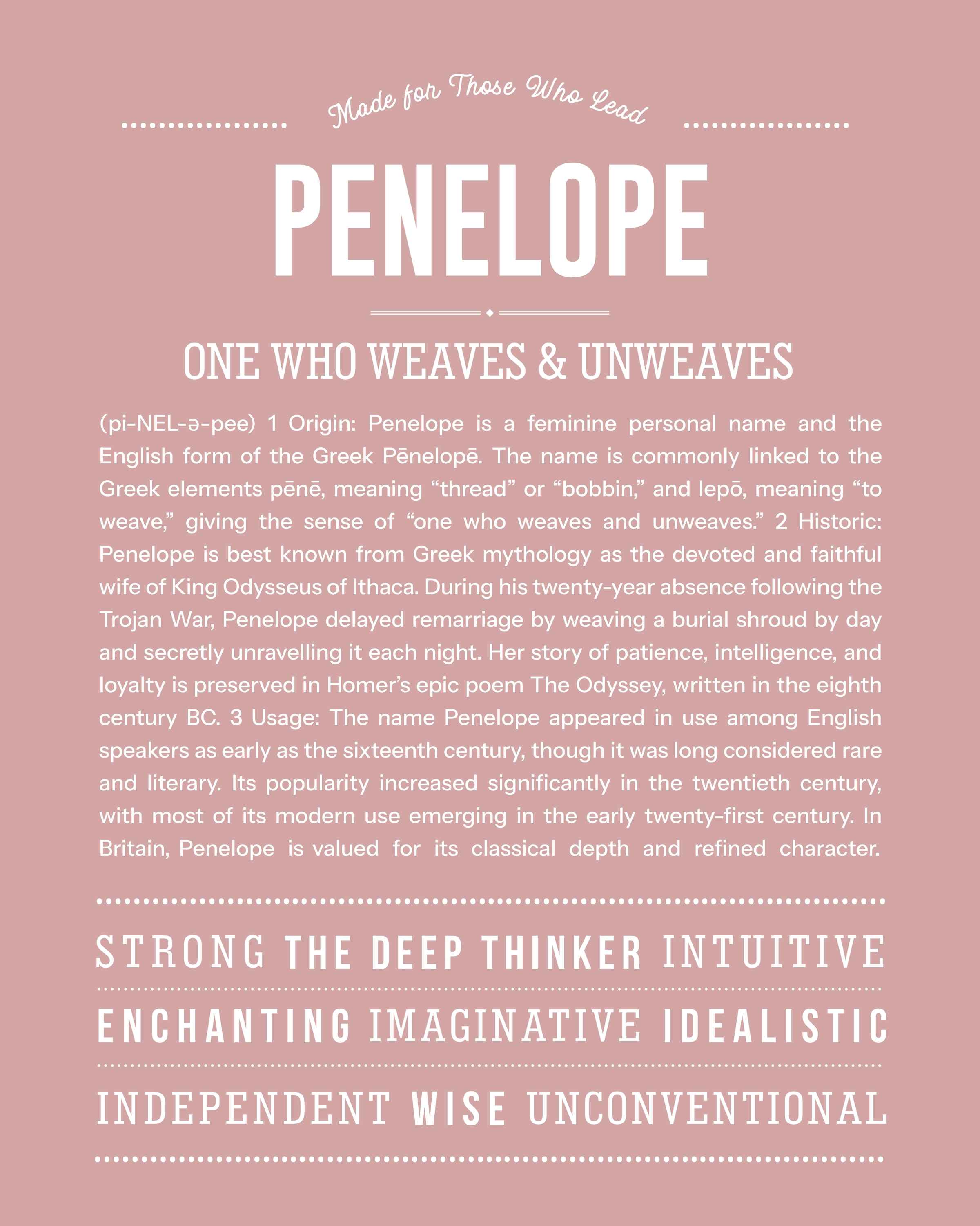 Penelope | Personalised Name Meaning Print – Custom Name Art Gift