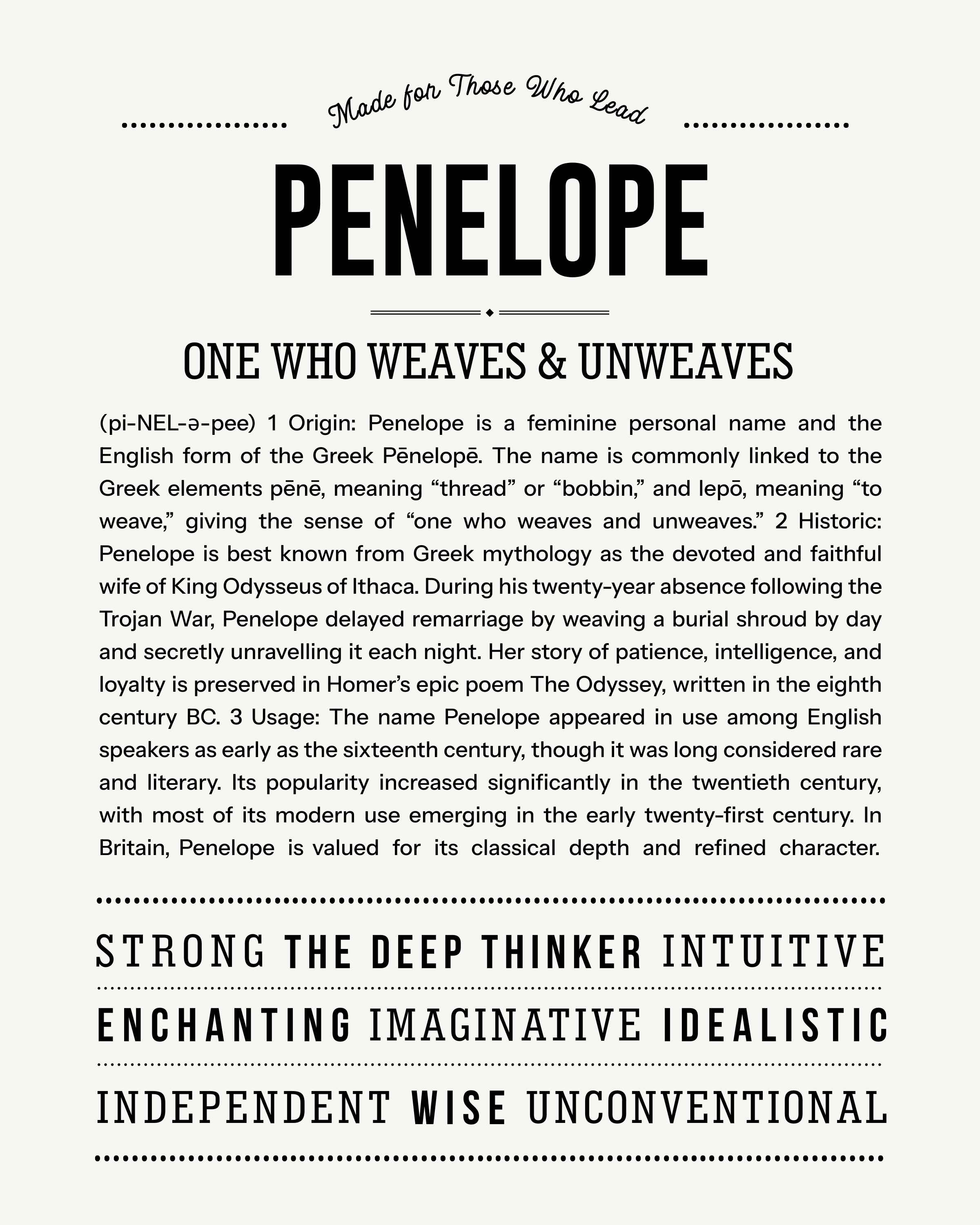 Penelope | Personalised Name Meaning Print – Custom Name Art Gift