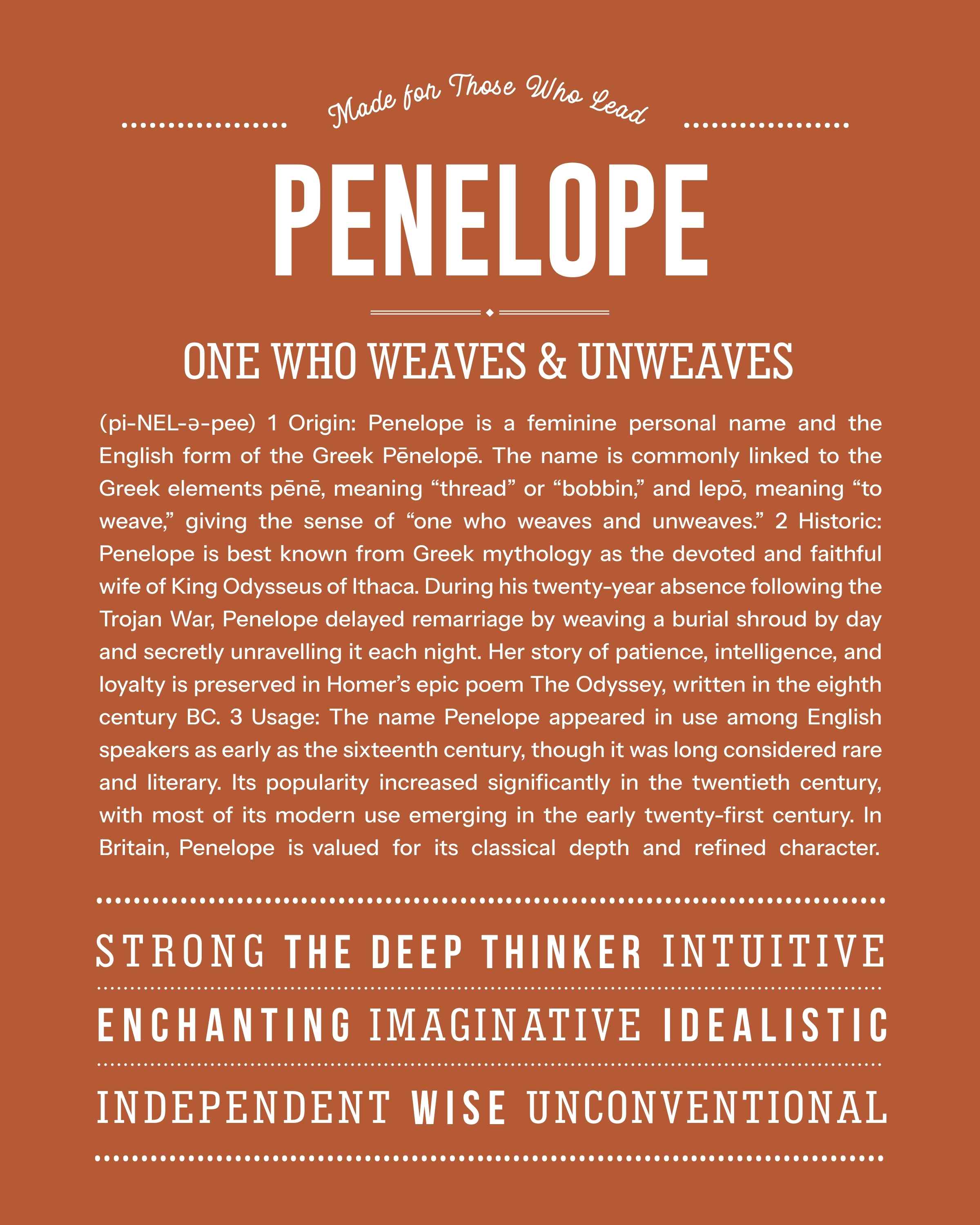 Penelope | Personalised Name Meaning Print – Custom Name Art Gift
