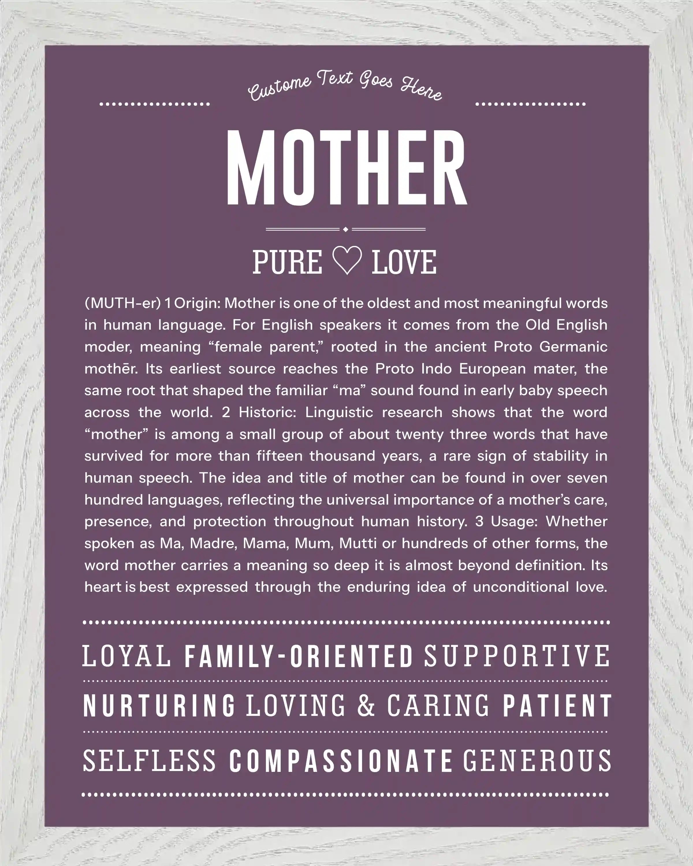 Mother | Personalised Name Meaning Print – Custom Name Art Gift