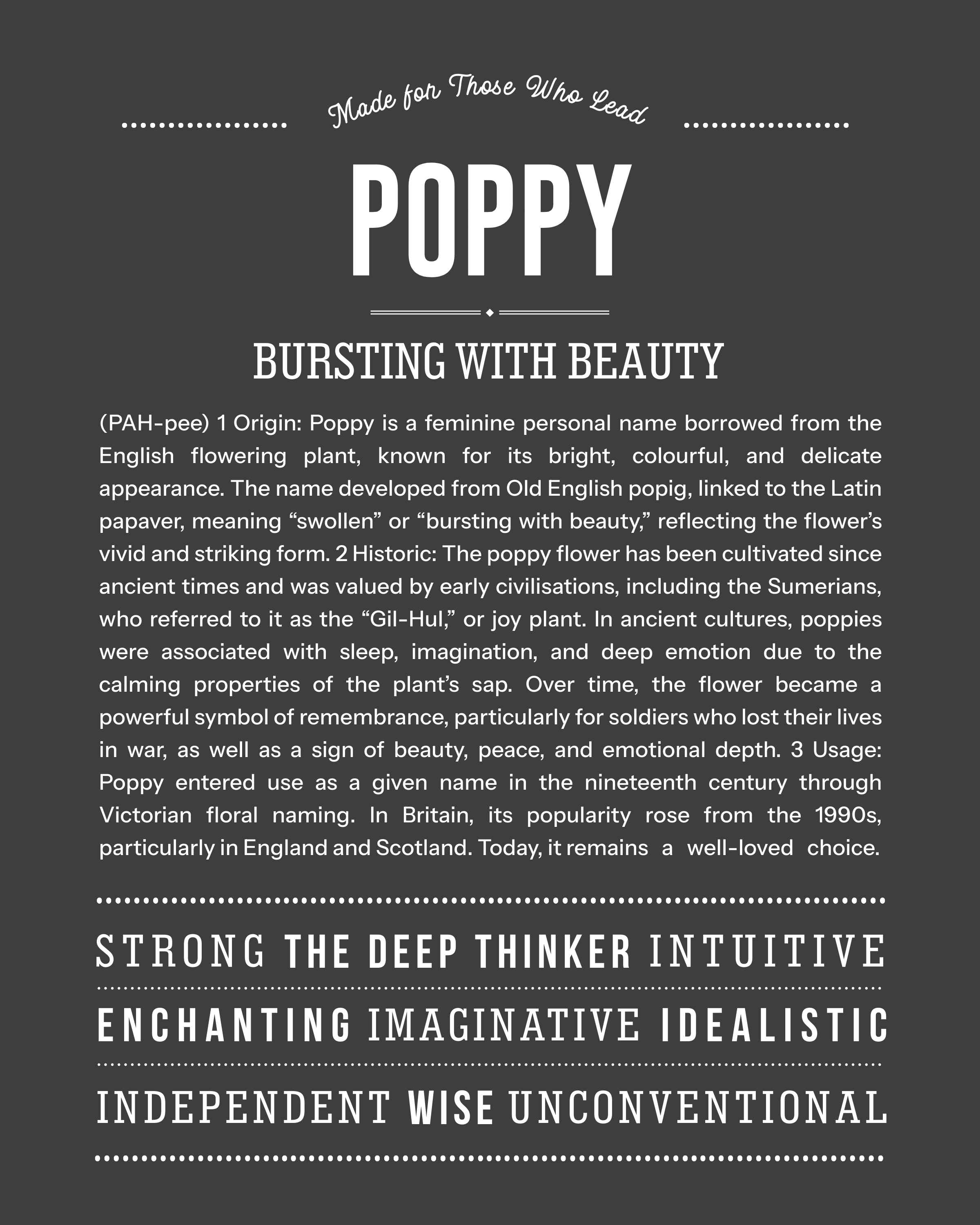 Poppy | Personalised Name Meaning Print – Custom Name Art Gift