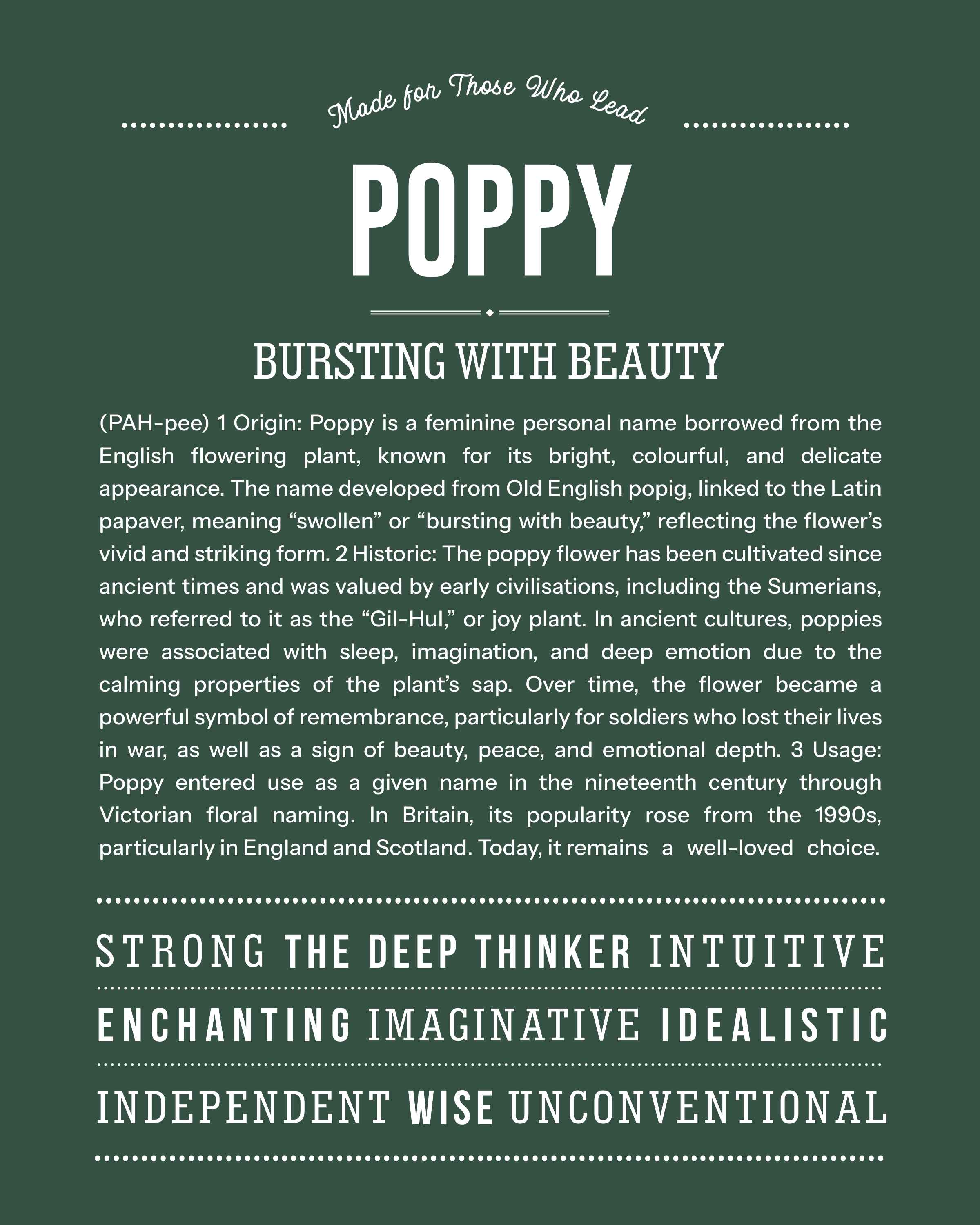Poppy | Personalised Name Meaning Print – Custom Name Art Gift