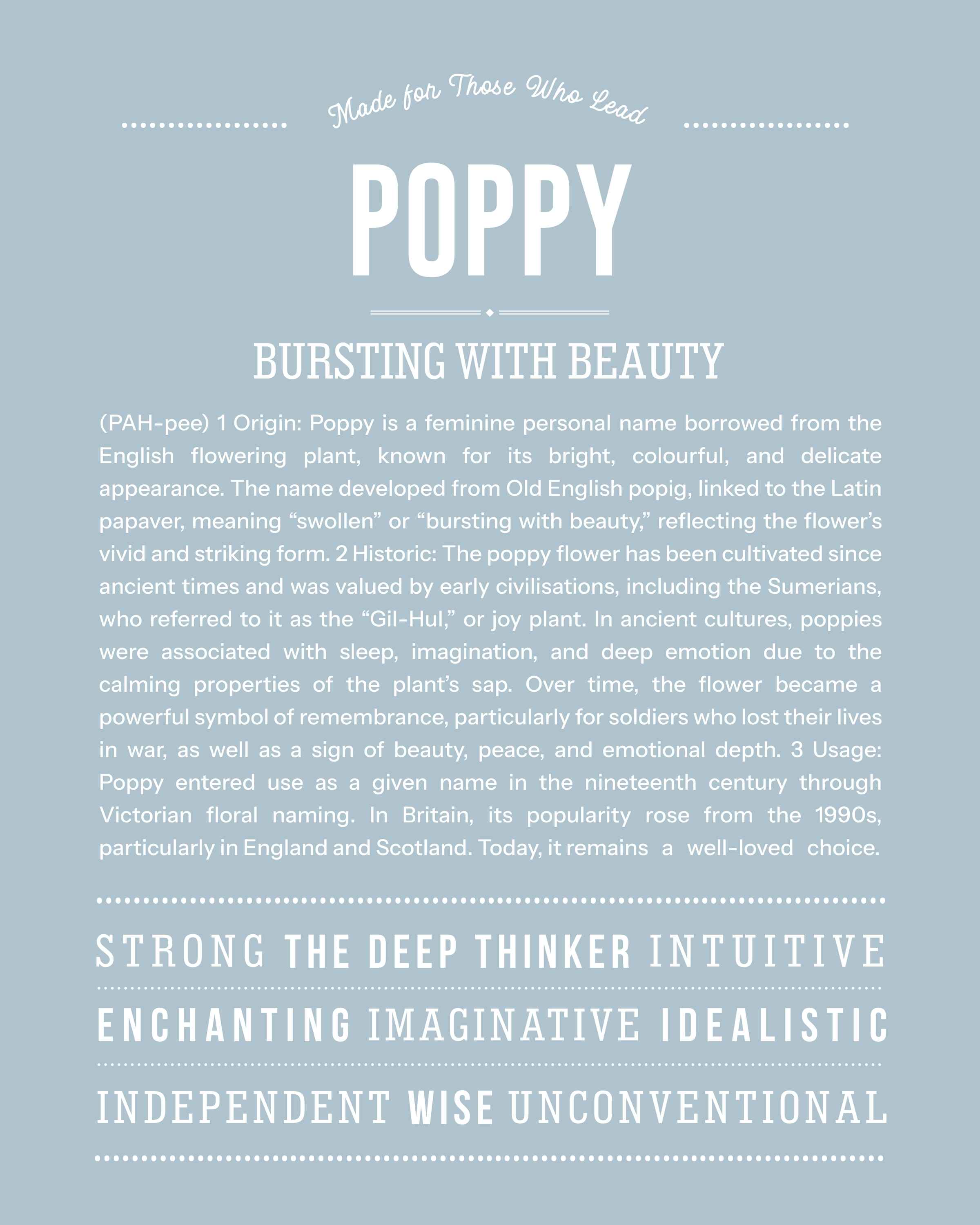 Poppy | Personalised Name Meaning Print – Custom Name Art Gift