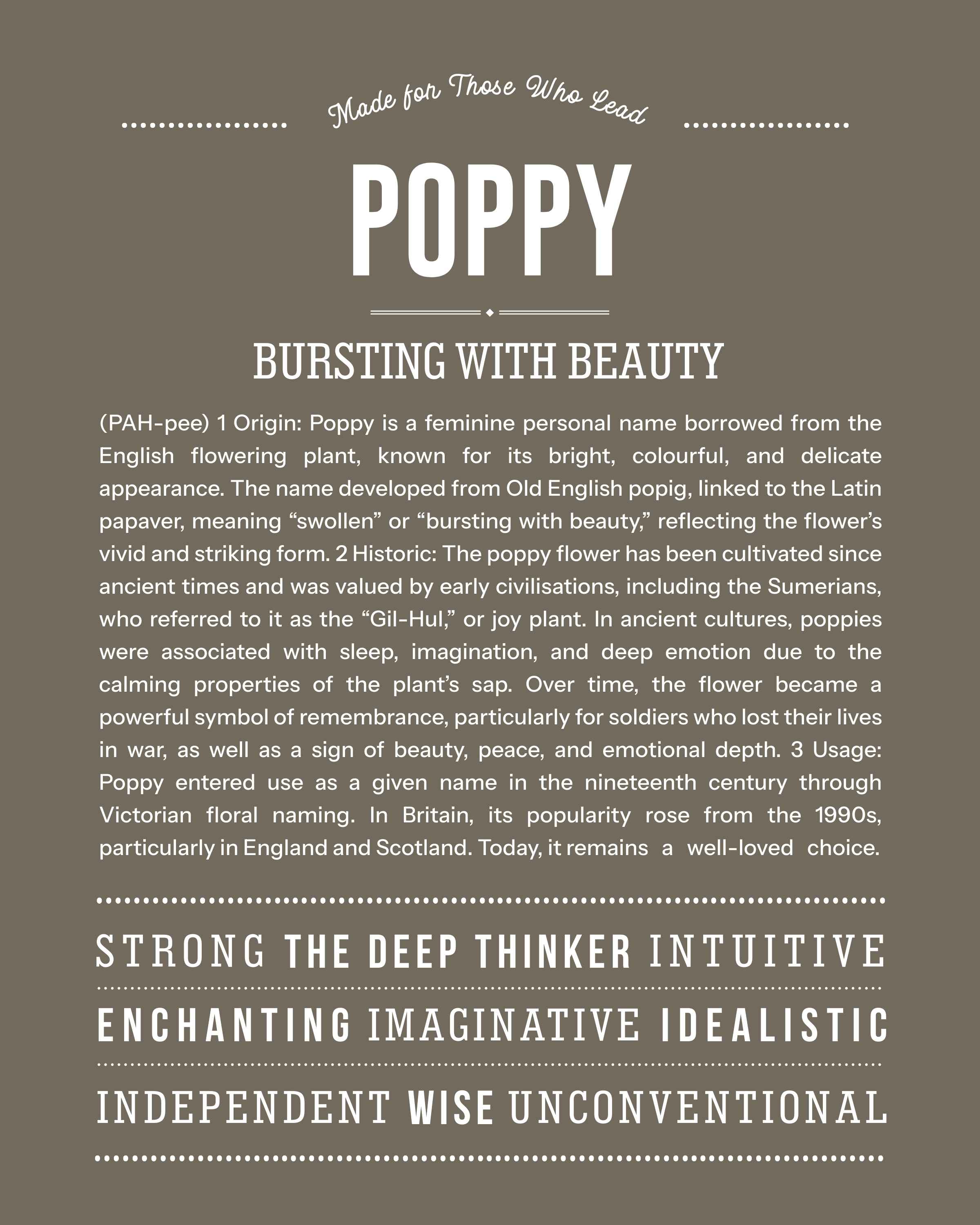 Poppy | Personalised Name Meaning Print – Custom Name Art Gift