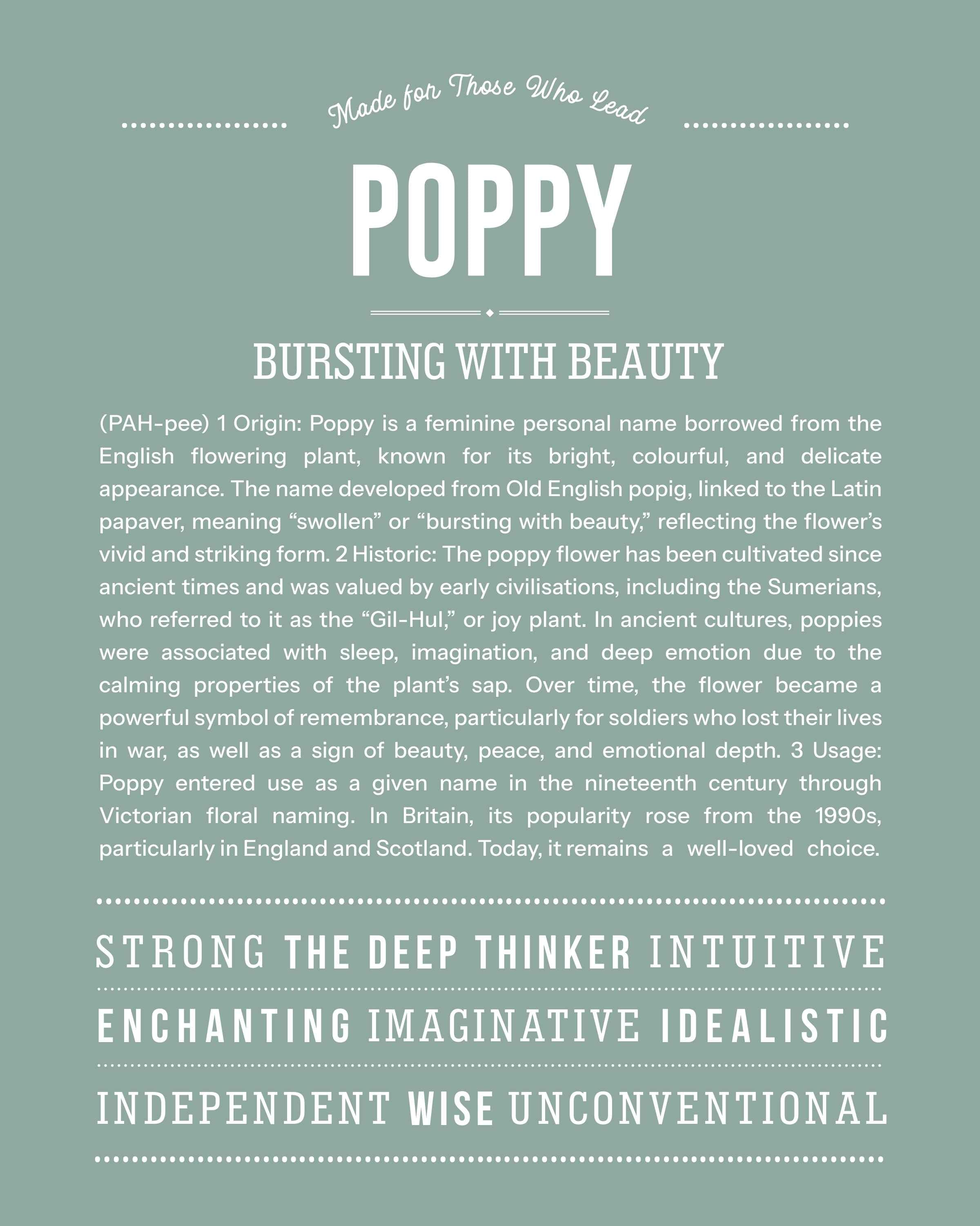 Poppy | Personalised Name Meaning Print – Custom Name Art Gift