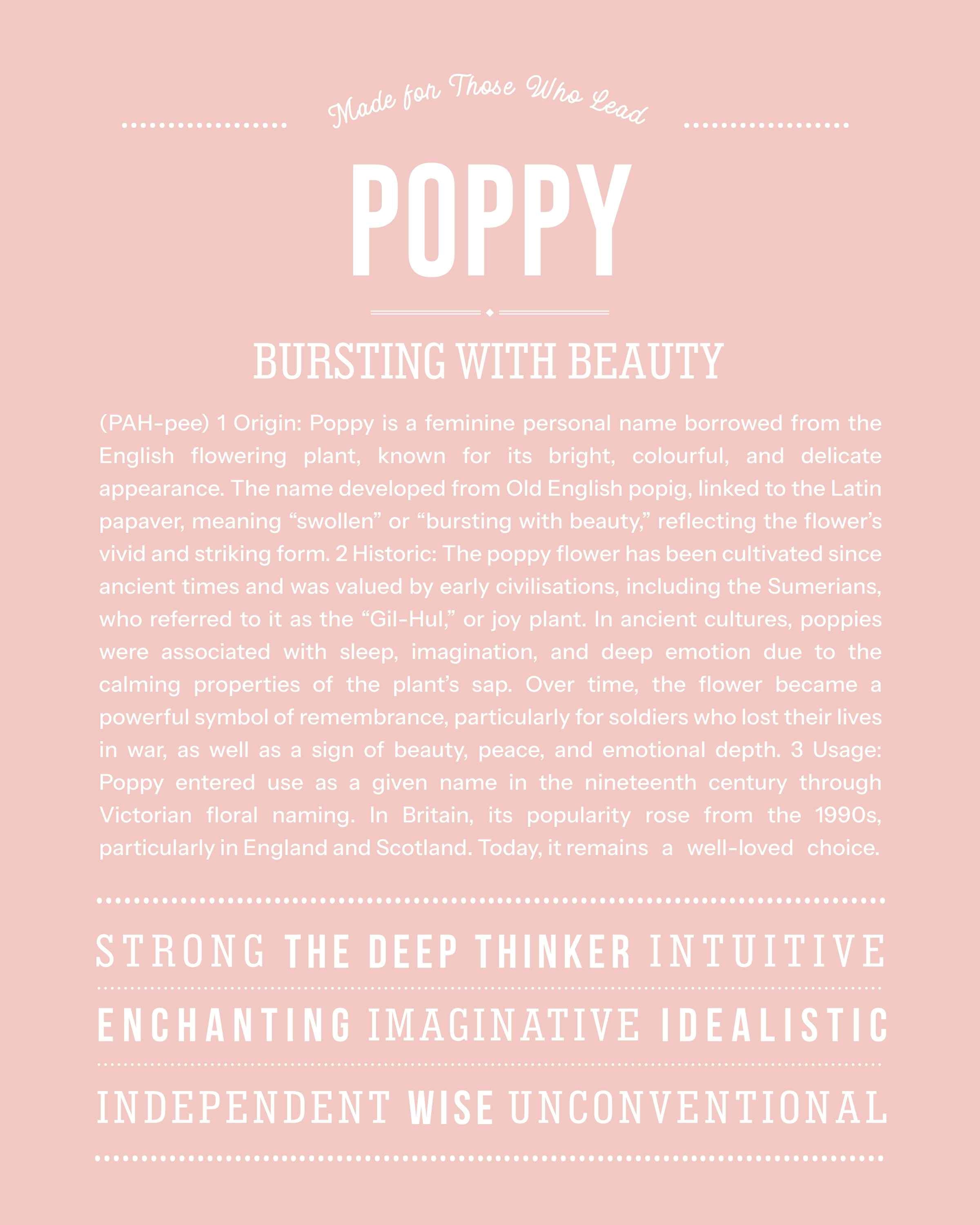 Poppy | Personalised Name Meaning Print – Custom Name Art Gift