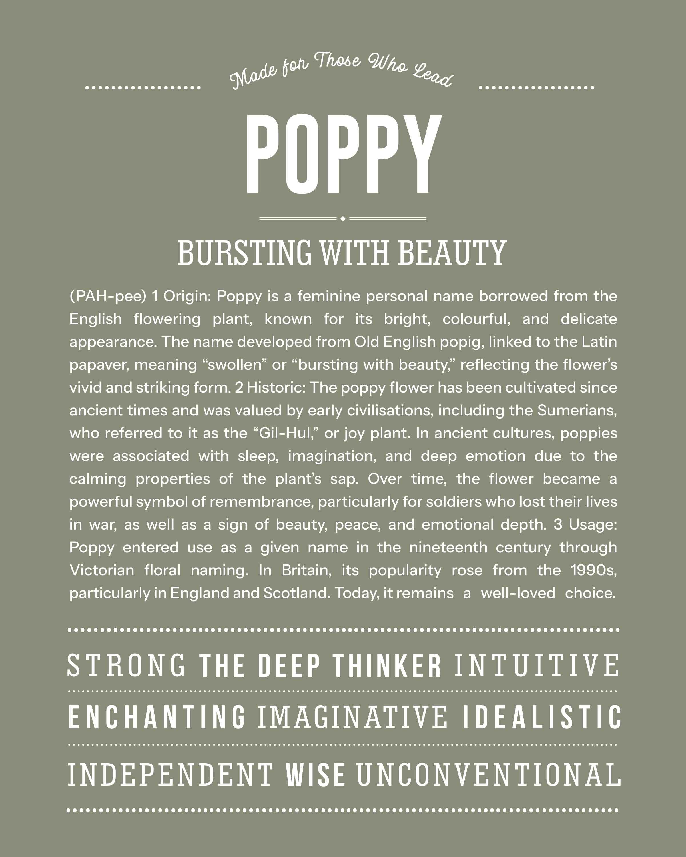 Poppy | Personalised Name Meaning Print – Custom Name Art Gift