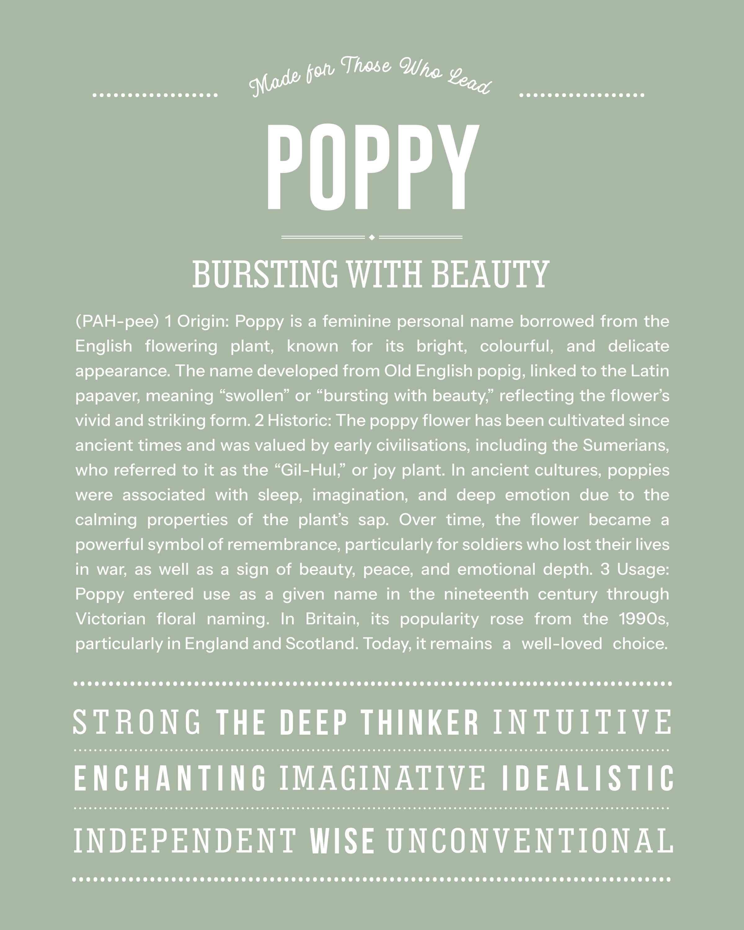 Poppy | Personalised Name Meaning Print – Custom Name Art Gift