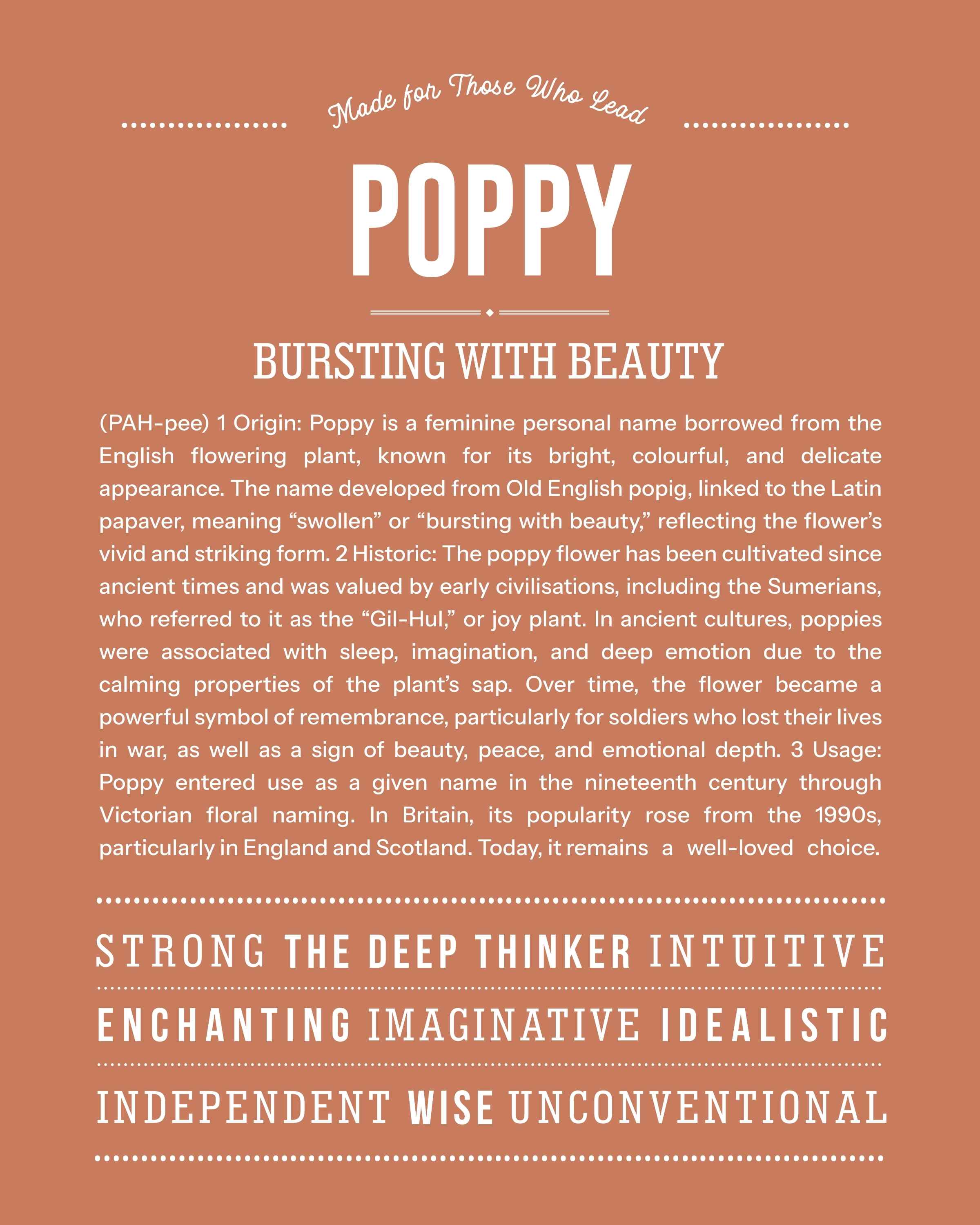 Poppy | Personalised Name Meaning Print – Custom Name Art Gift