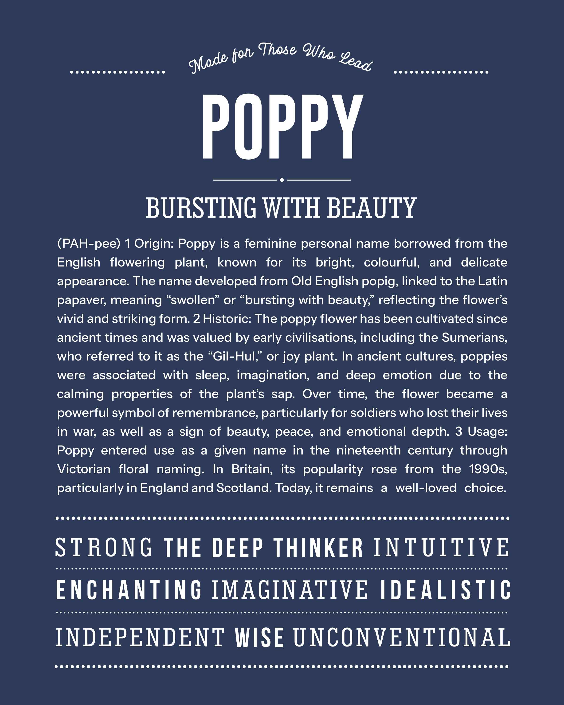 Poppy | Personalised Name Meaning Print – Custom Name Art Gift