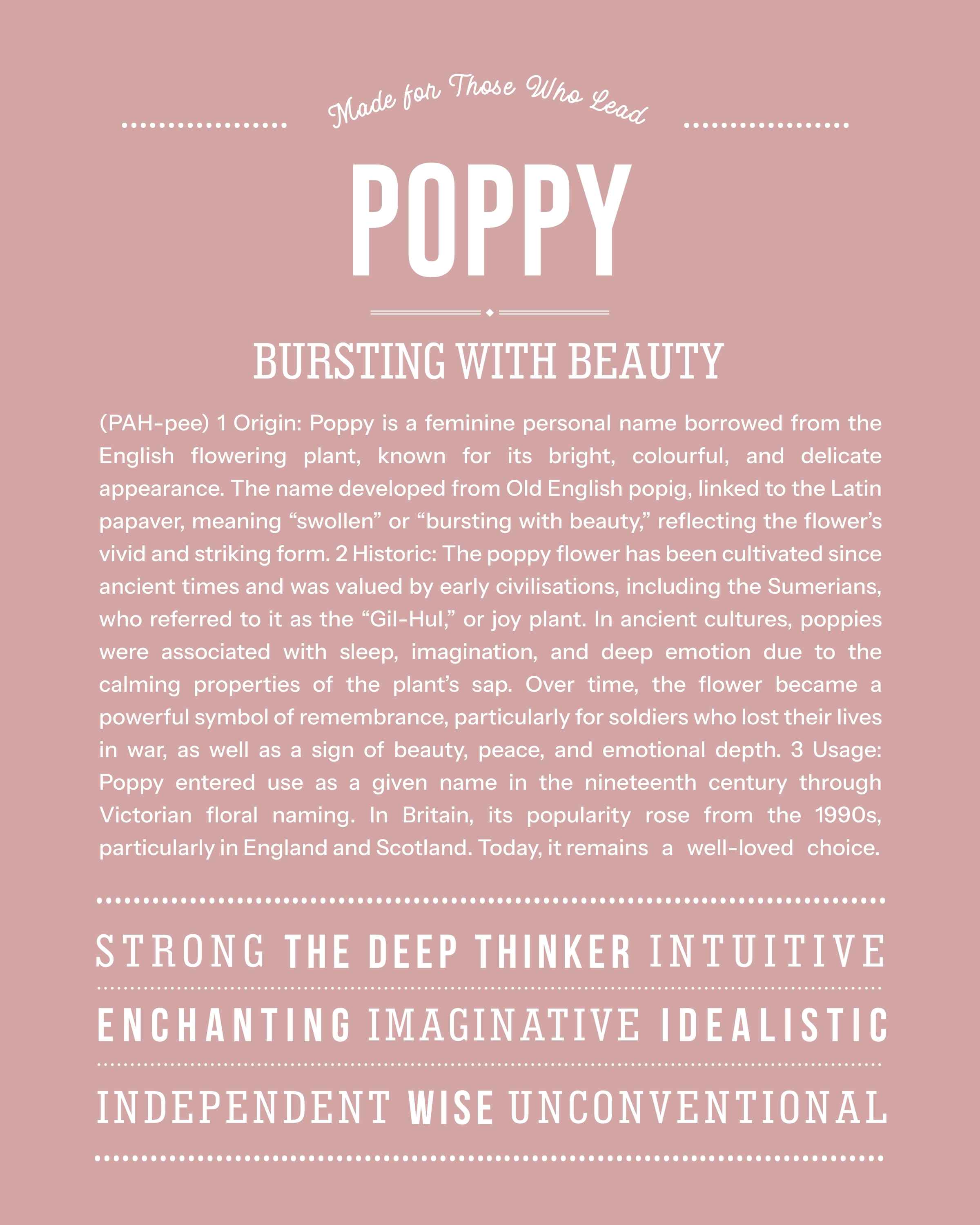 Poppy | Personalised Name Meaning Print – Custom Name Art Gift