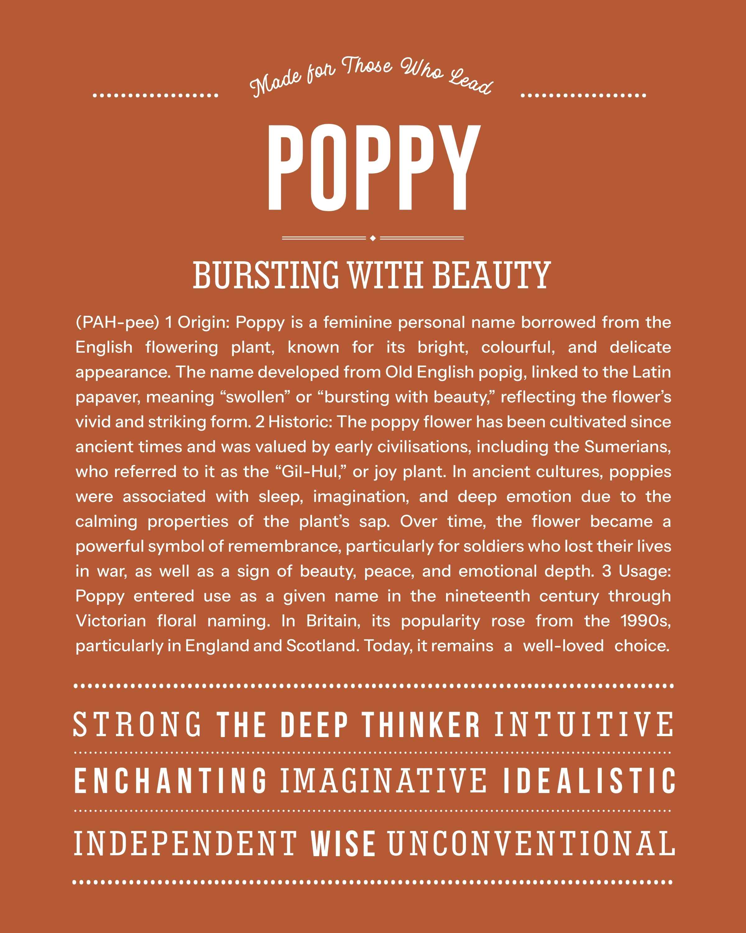 Poppy | Personalised Name Meaning Print – Custom Name Art Gift