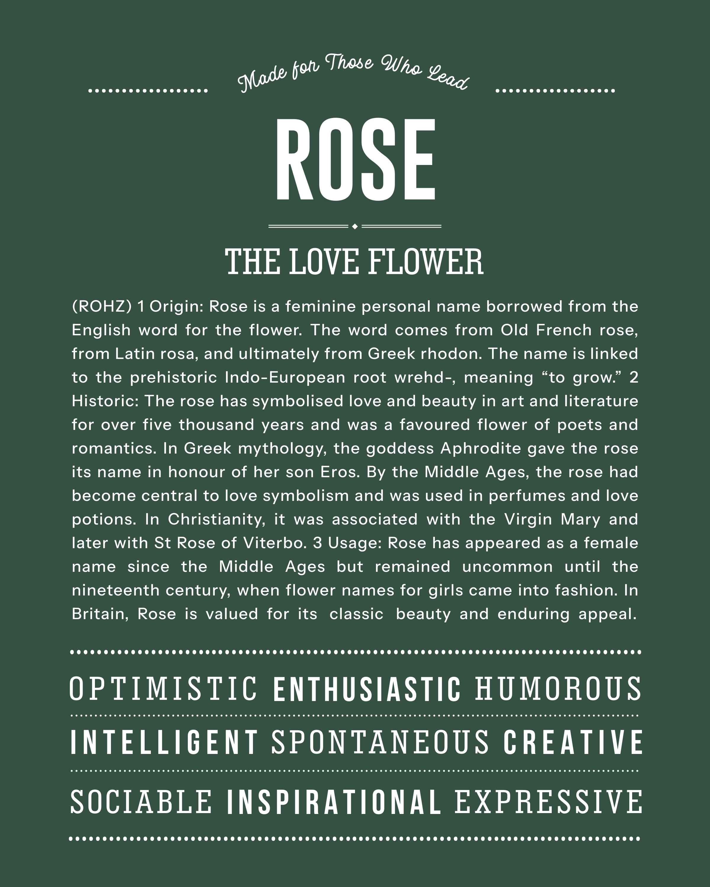 Rose | Personalised Name Meaning Print – Custom Name Art Gift