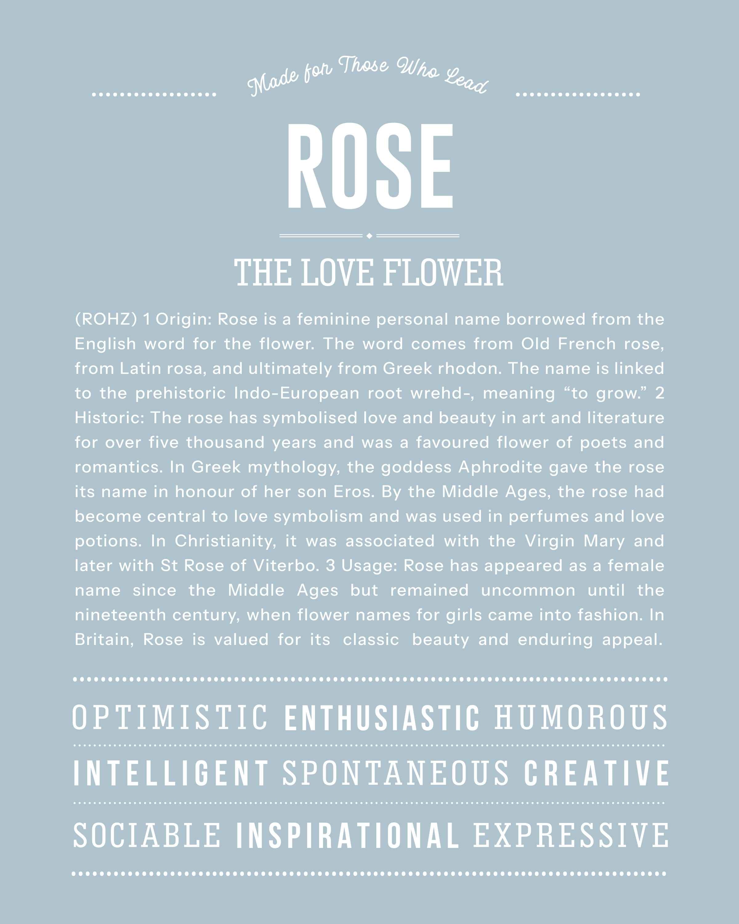 Rose | Personalised Name Meaning Print – Custom Name Art Gift