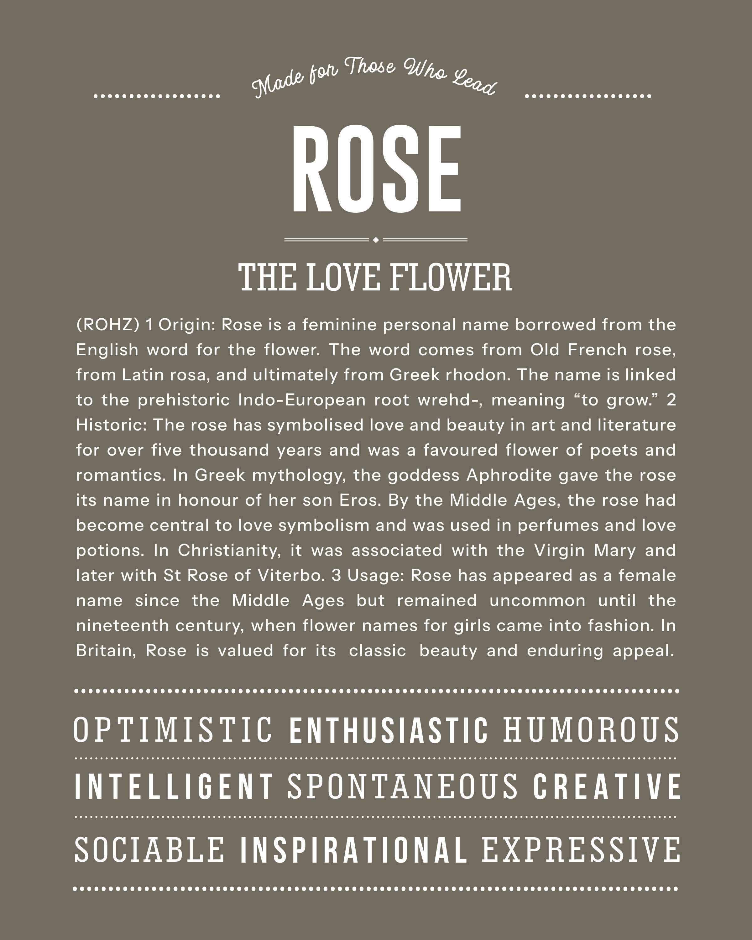 Rose | Personalised Name Meaning Print – Custom Name Art Gift