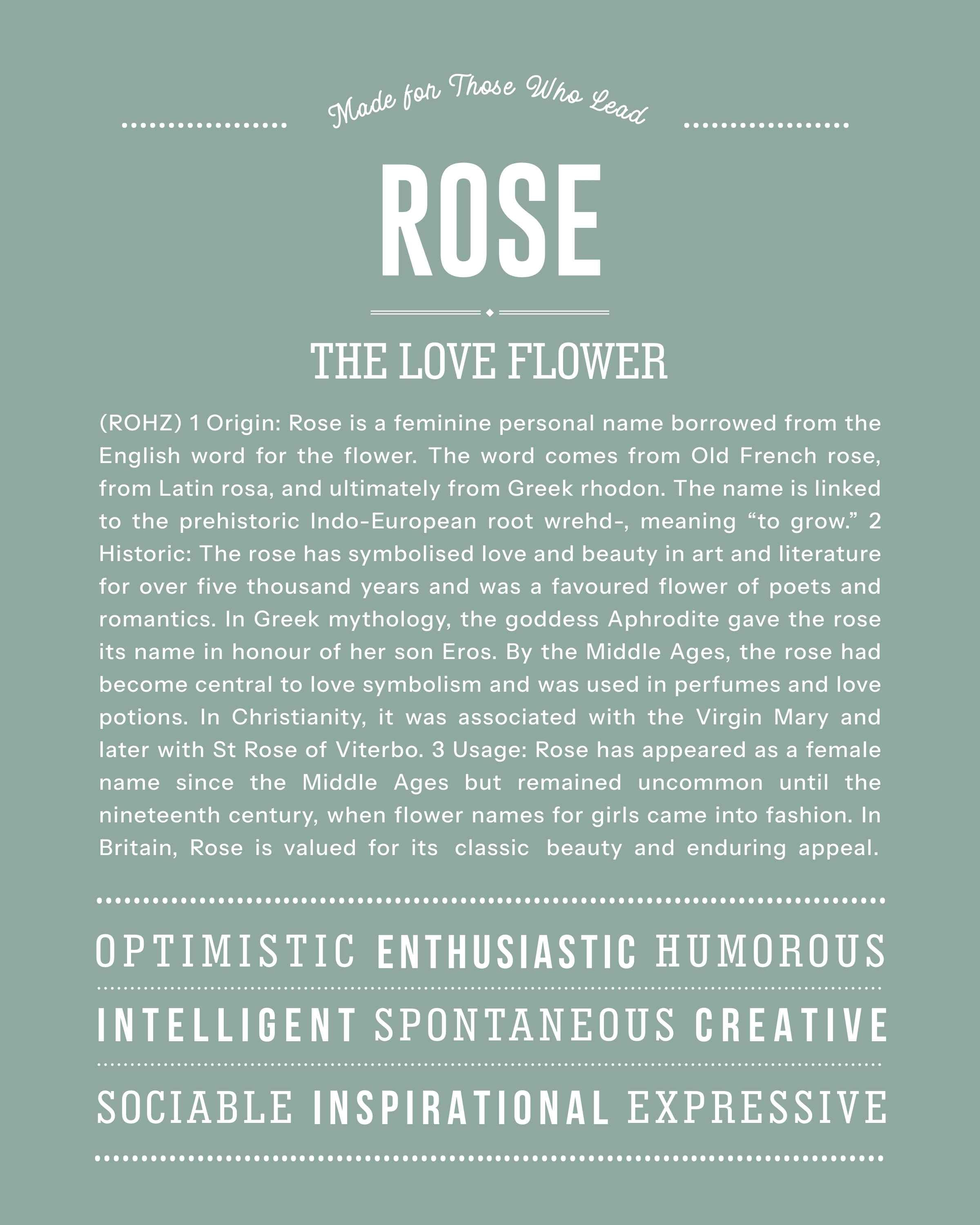 Rose | Personalised Name Meaning Print – Custom Name Art Gift