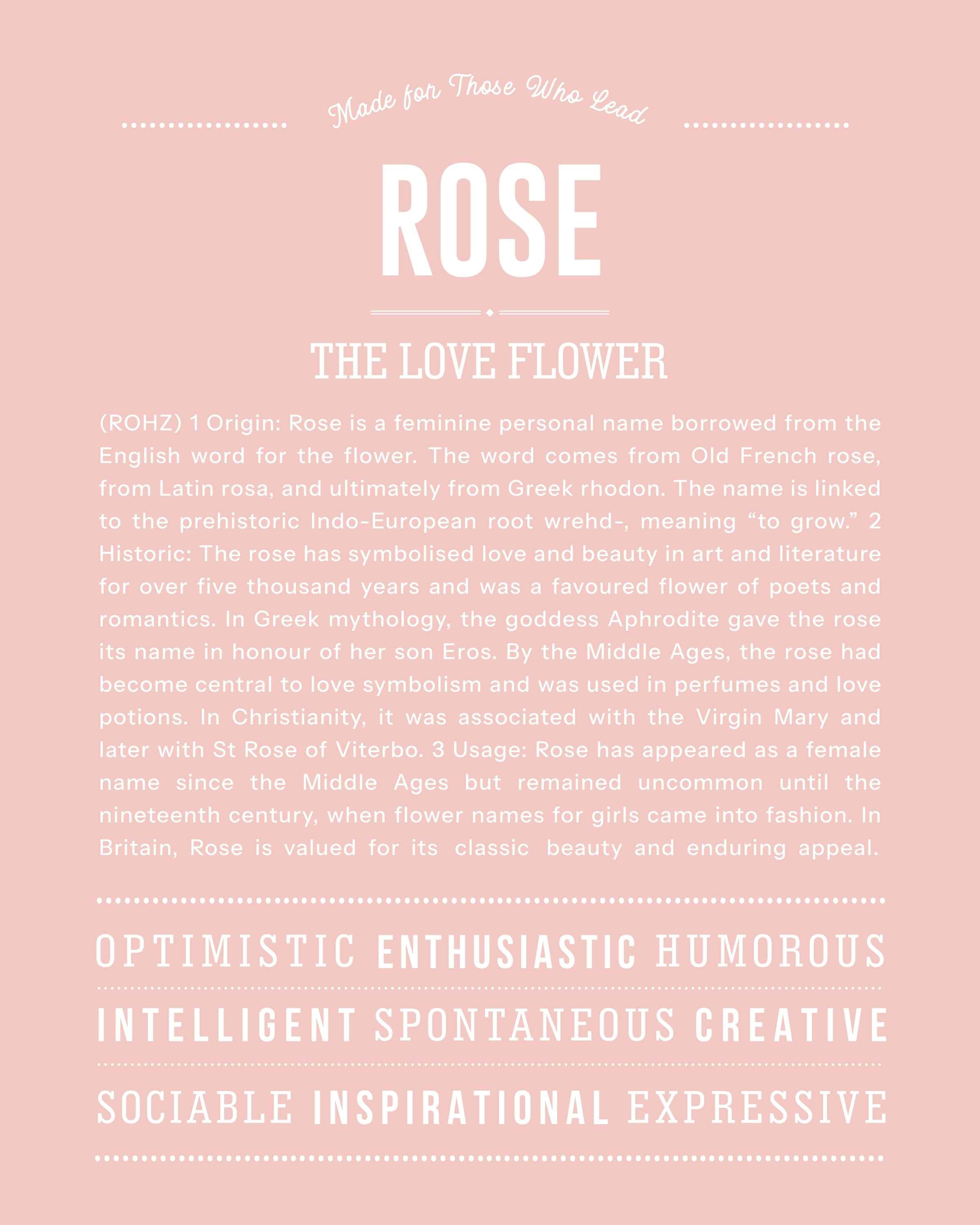 Rose | Personalised Name Meaning Print – Custom Name Art Gift