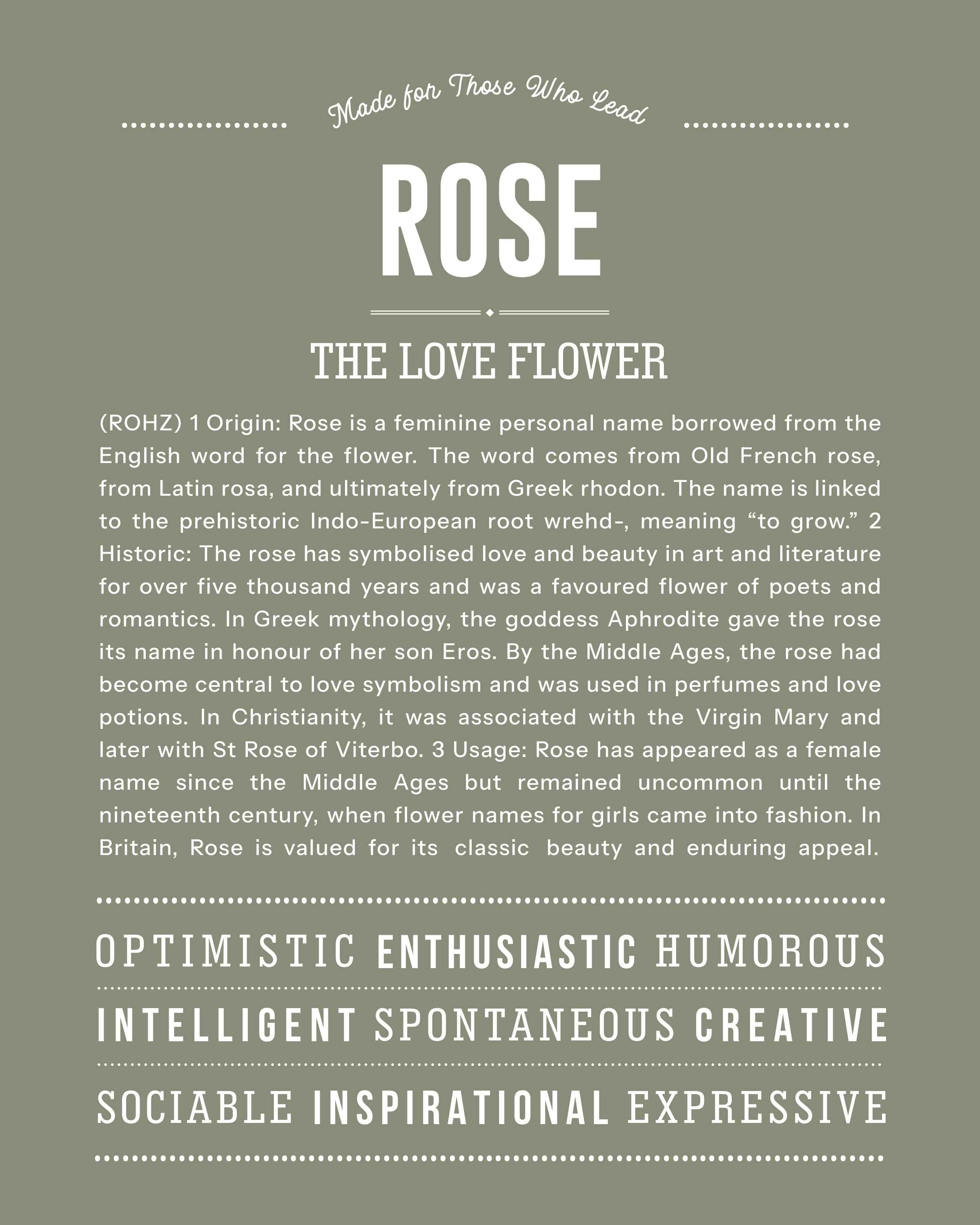 Rose | Personalised Name Meaning Print – Custom Name Art Gift