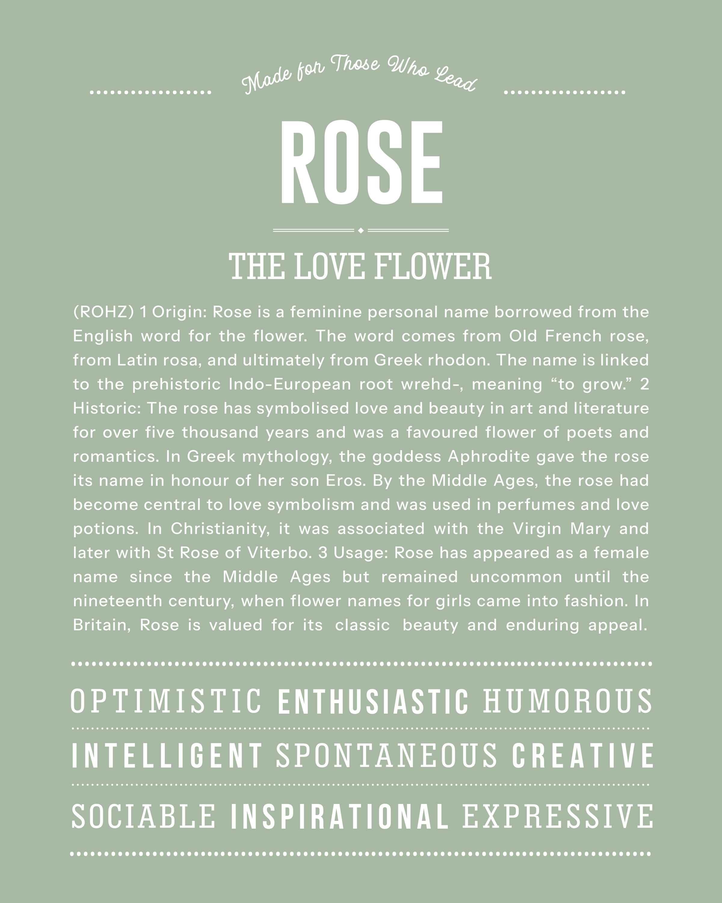 Rose | Personalised Name Meaning Print – Custom Name Art Gift
