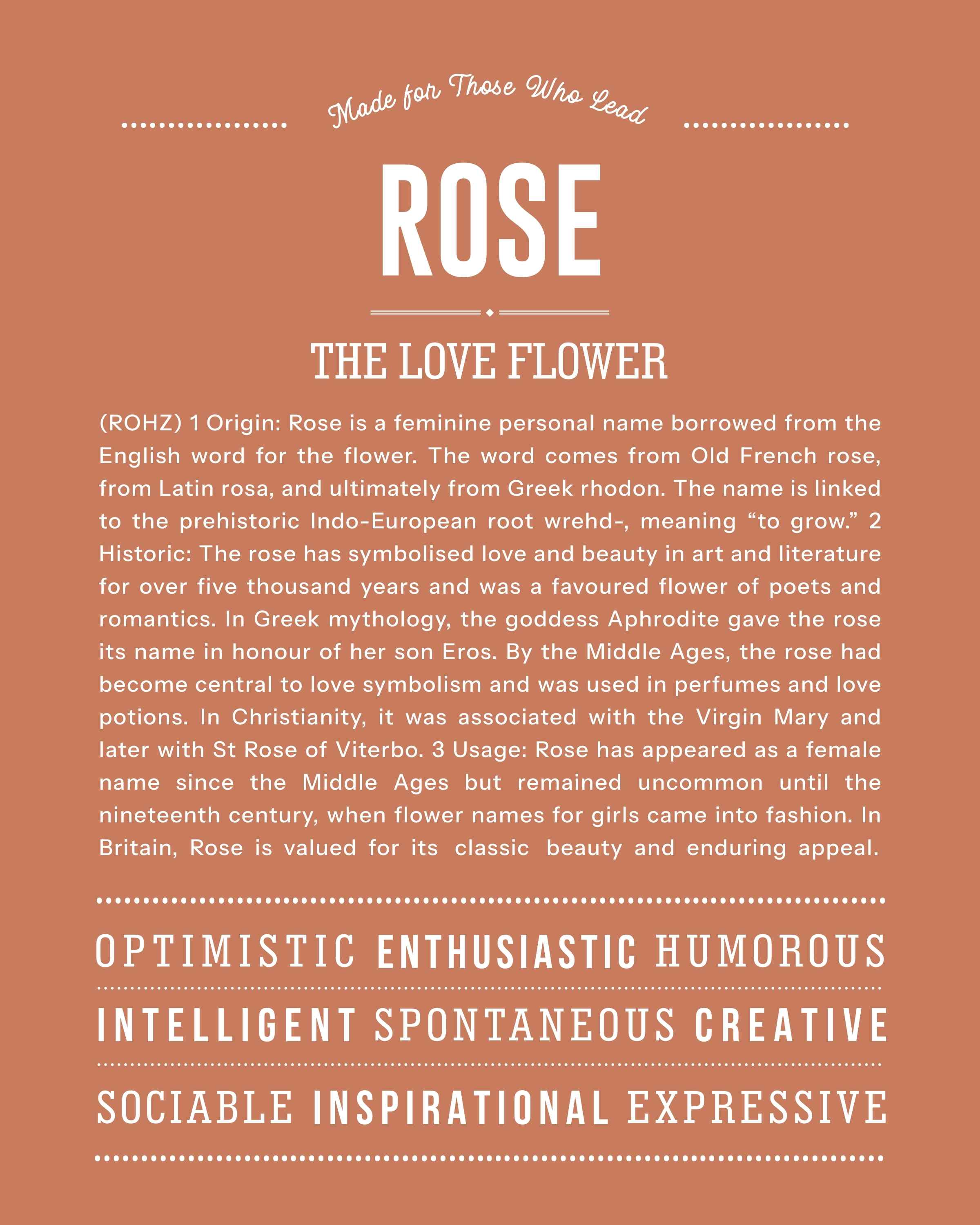 Rose | Personalised Name Meaning Print – Custom Name Art Gift