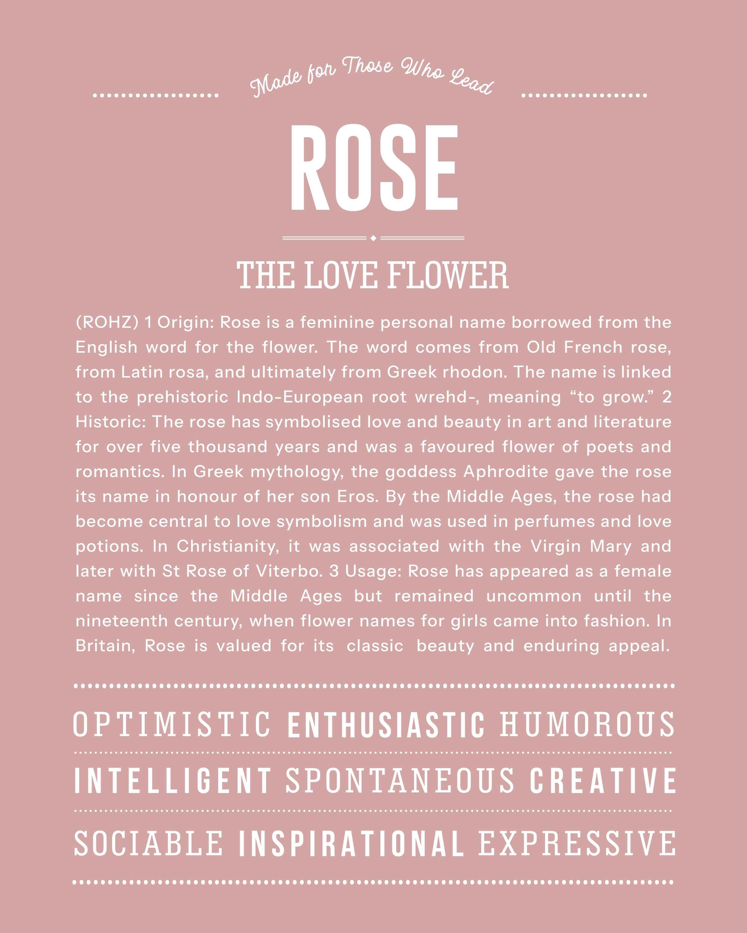 Rose | Personalised Name Meaning Print – Custom Name Art Gift