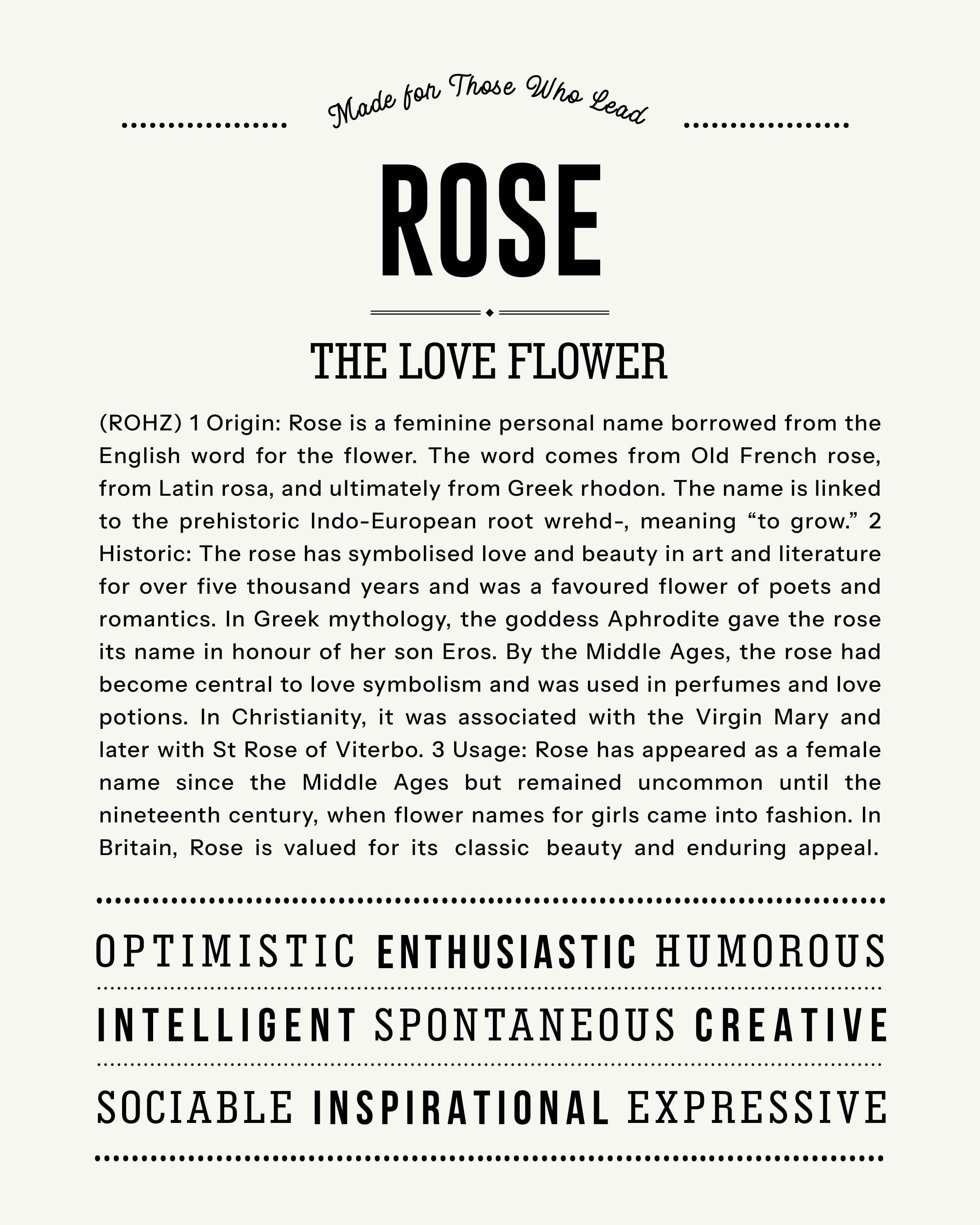 Rose | Personalised Name Meaning Print – Custom Name Art Gift