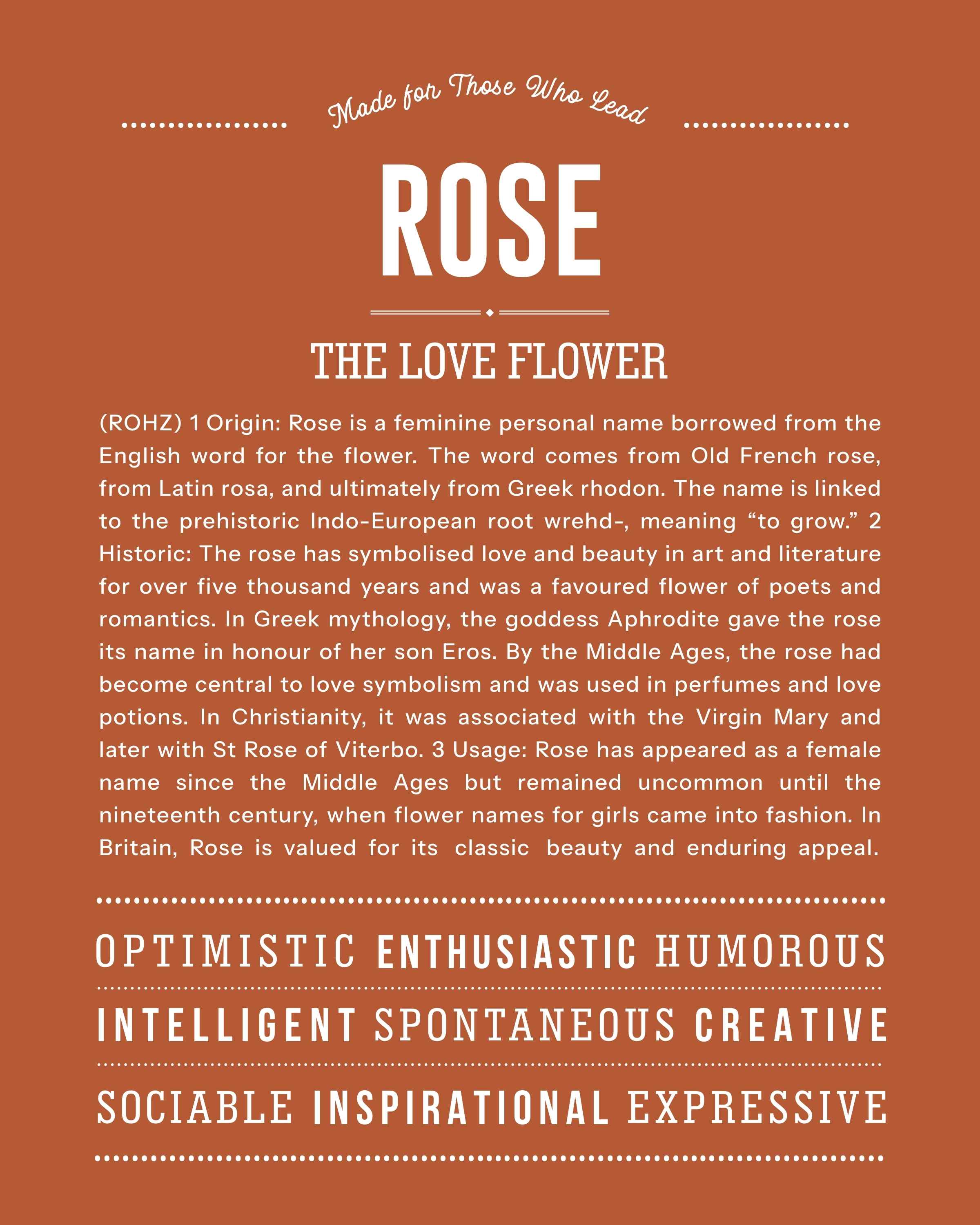 Rose | Personalised Name Meaning Print – Custom Name Art Gift