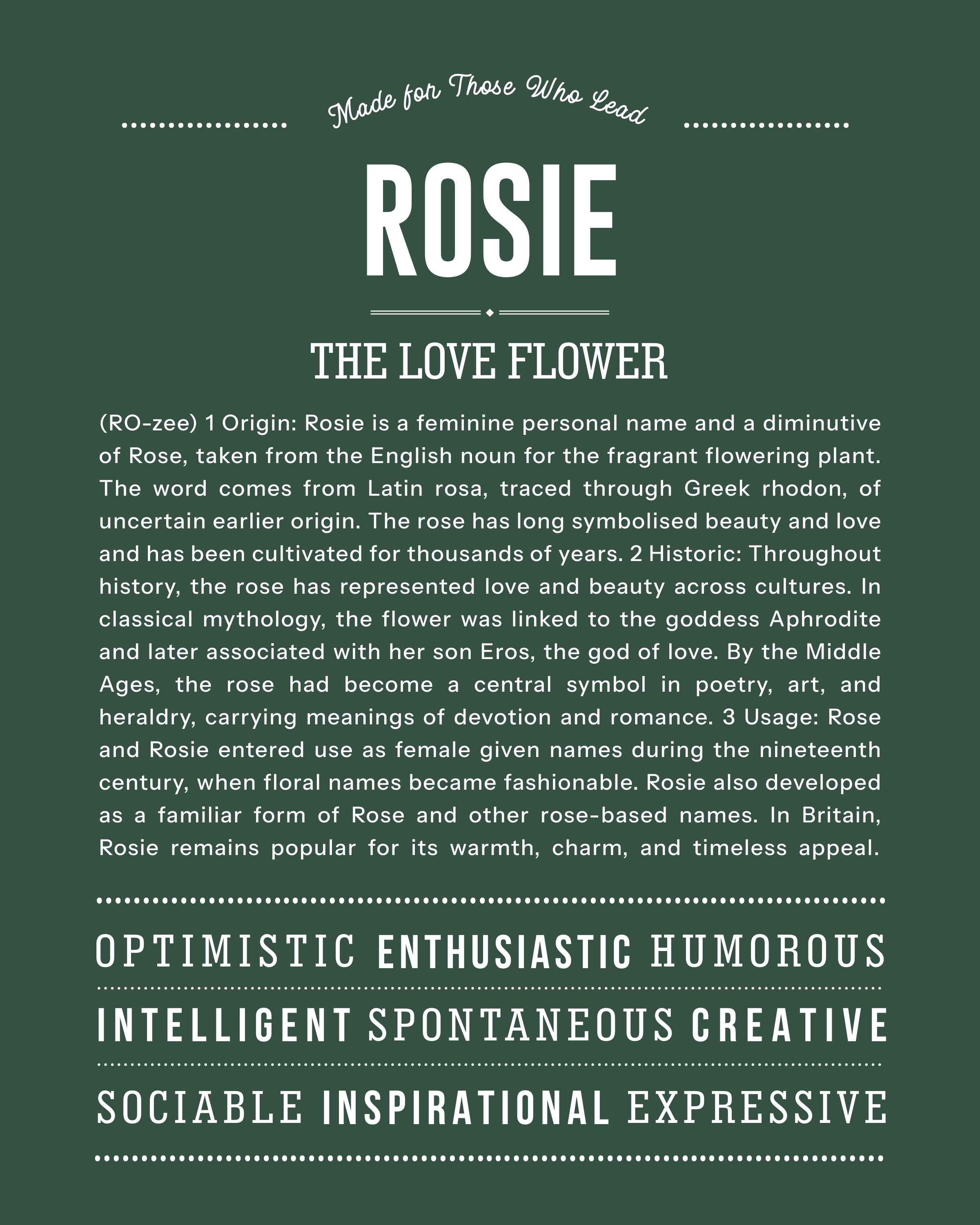 Rosie | Personalised Name Meaning Print – Custom Name Art Gift