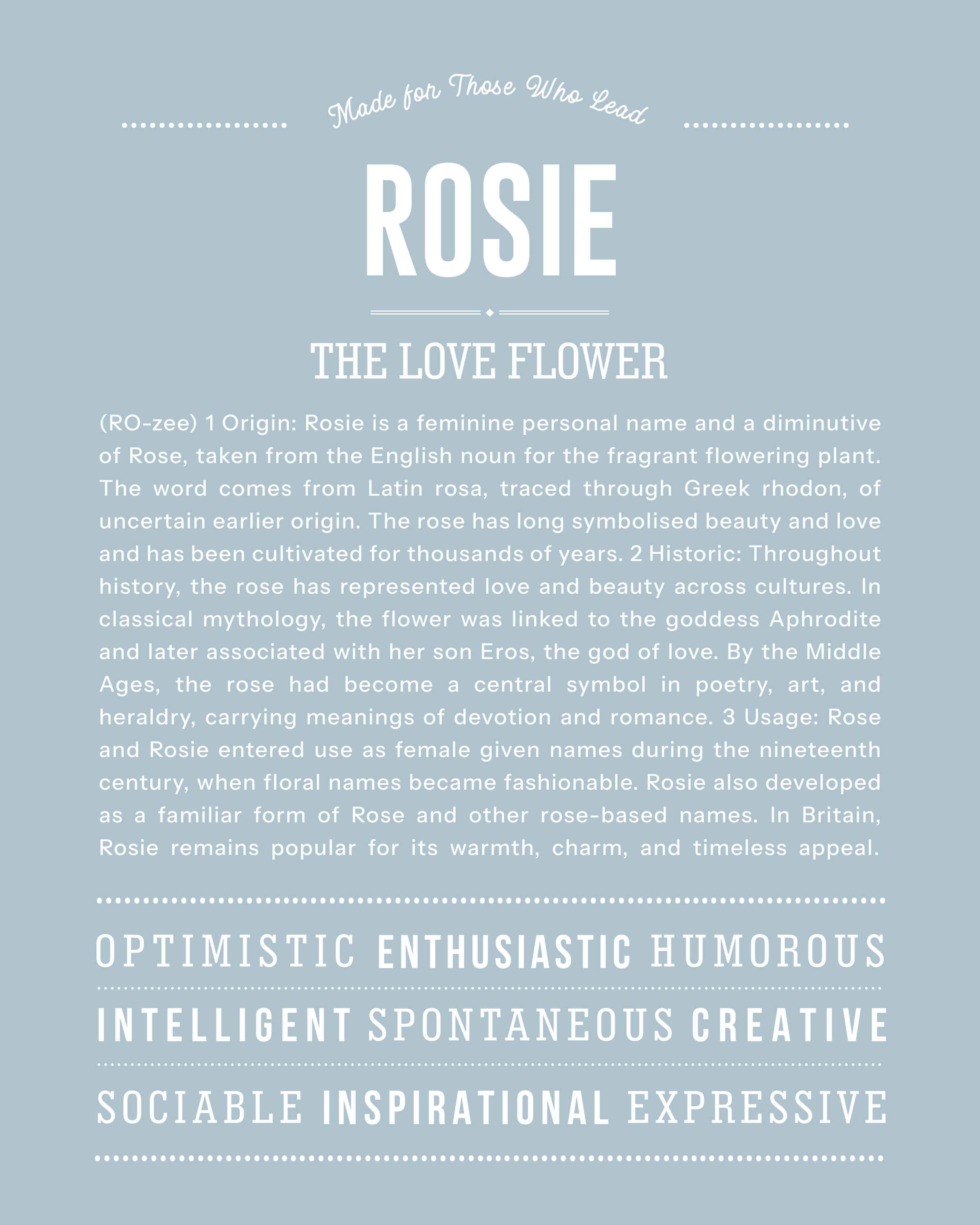 Rosie | Personalised Name Meaning Print – Custom Name Art Gift