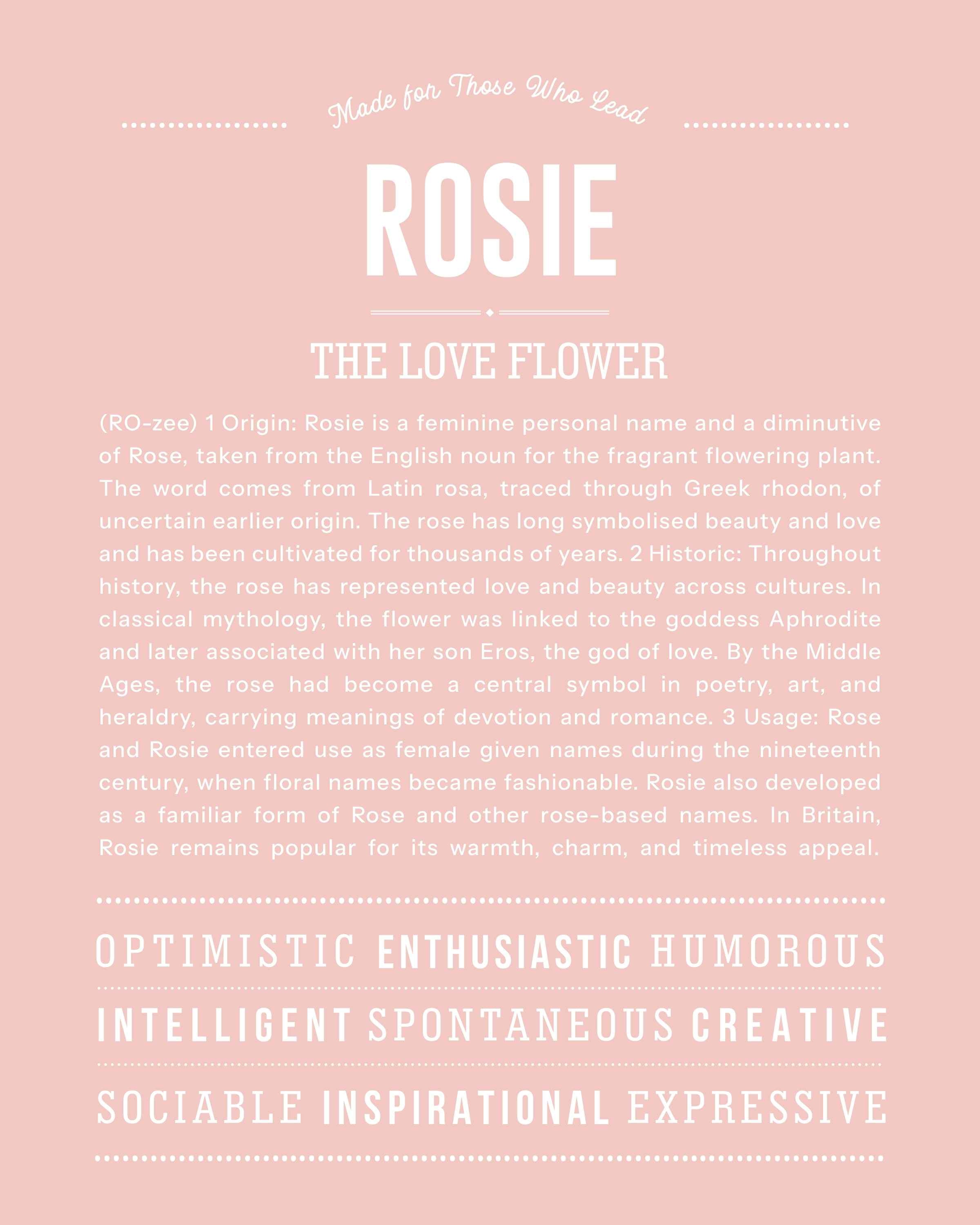 Rosie | Personalised Name Meaning Print – Custom Name Art Gift