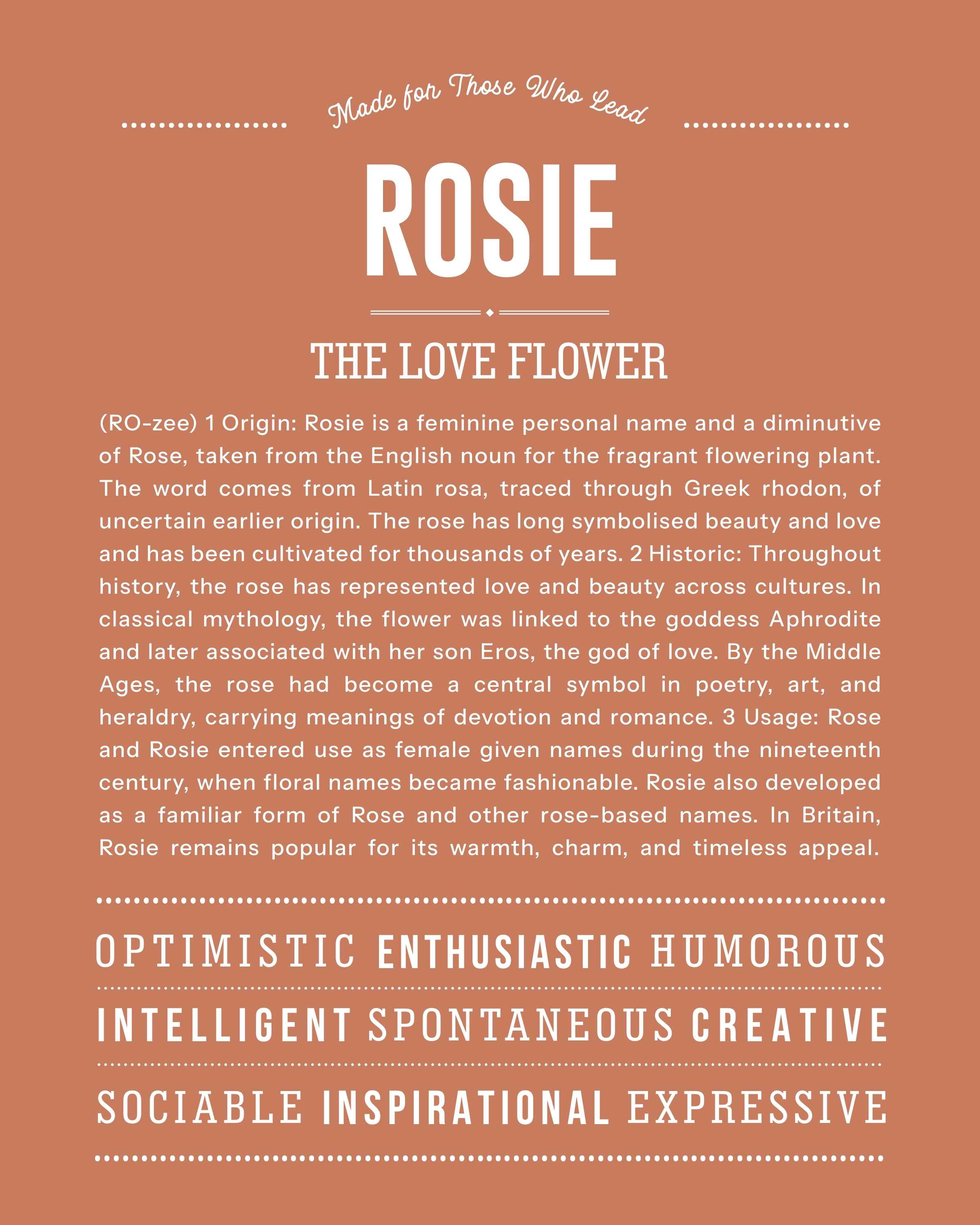 Rosie | Personalised Name Meaning Print – Custom Name Art Gift