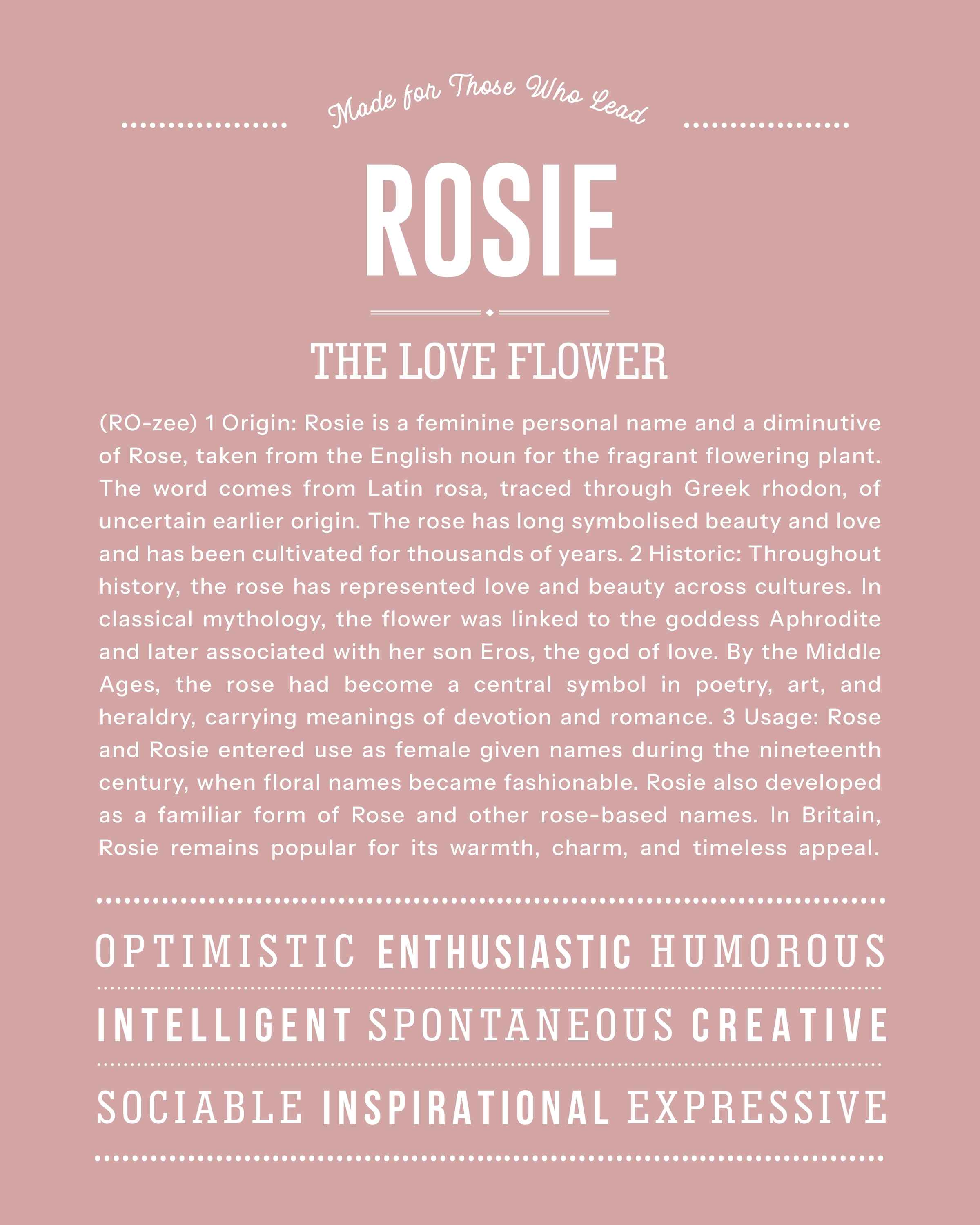 Rosie | Personalised Name Meaning Print – Custom Name Art Gift