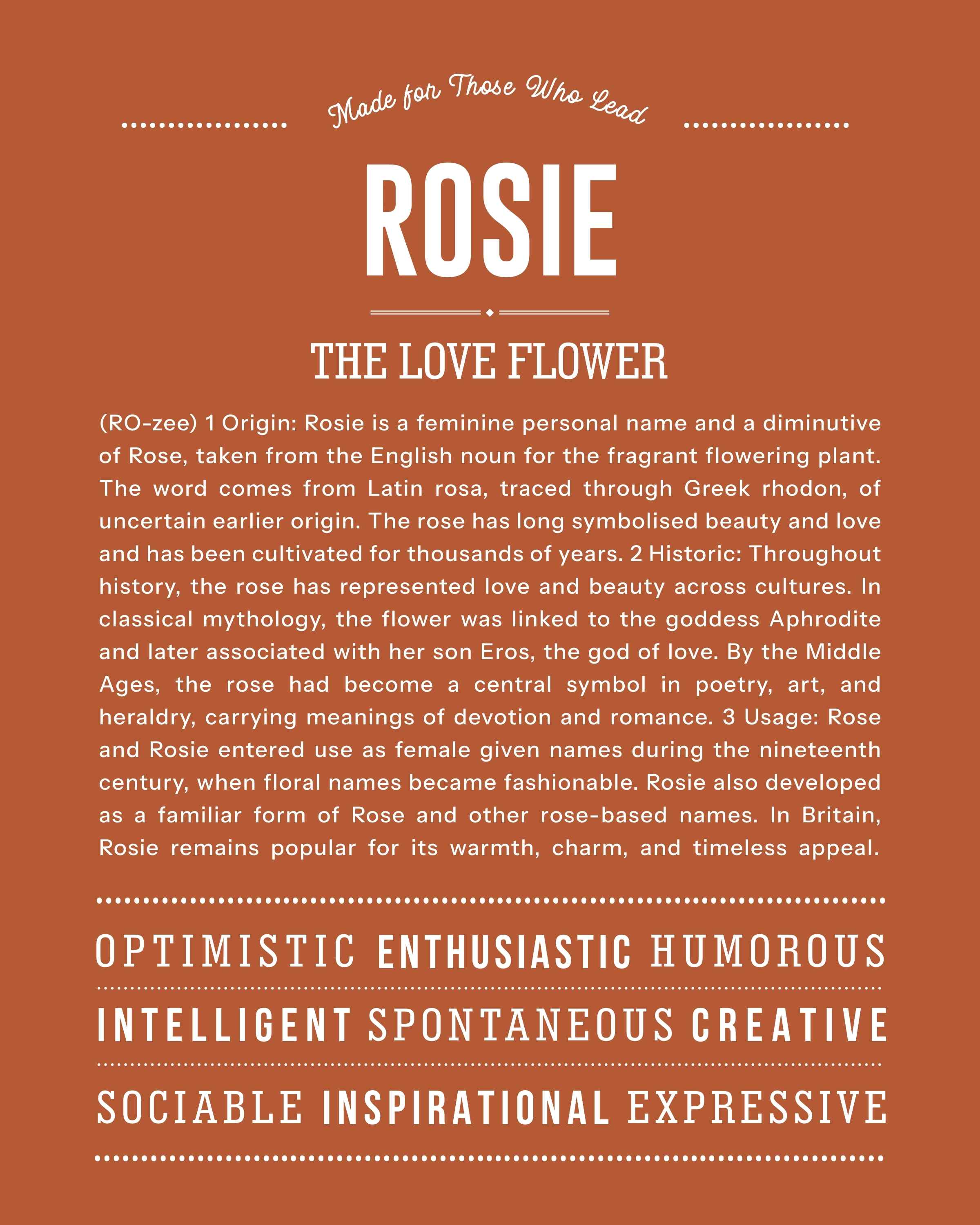 Rosie | Personalised Name Meaning Print – Custom Name Art Gift
