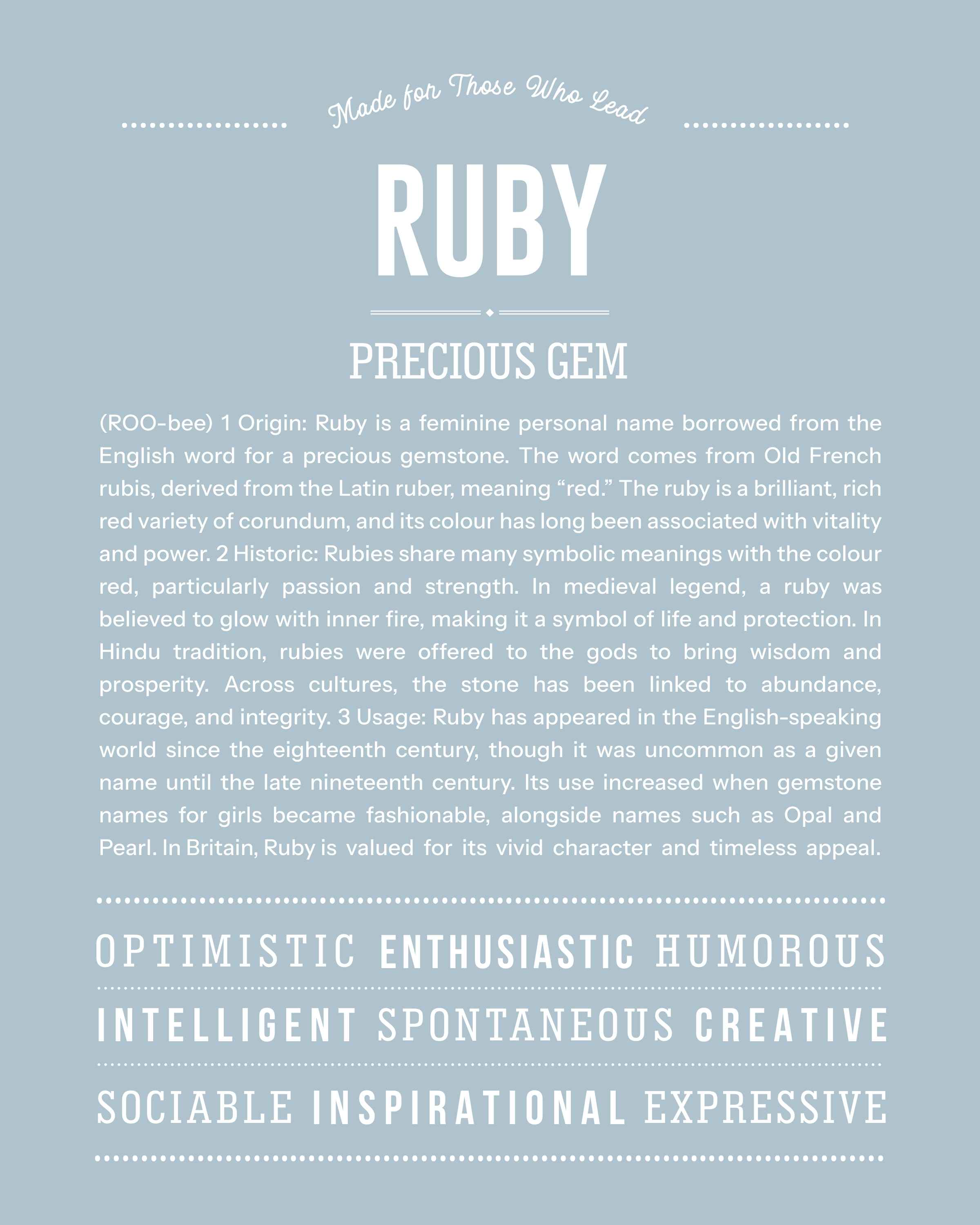 Ruby | Personalised Name Meaning Print – Custom Name Art Gift