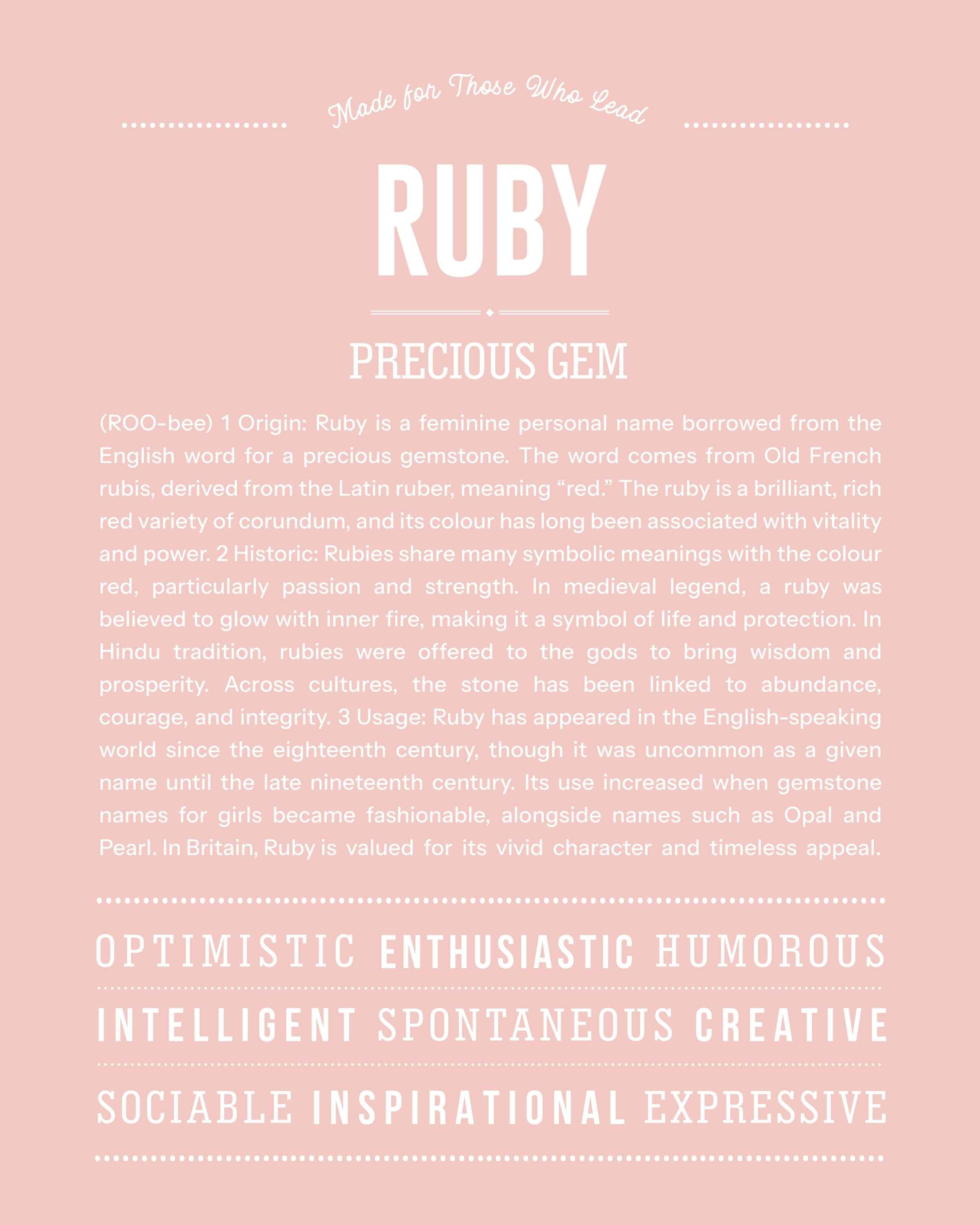 Ruby | Personalised Name Meaning Print – Custom Name Art Gift