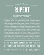 Rupert | Personalised Name Meaning Print – Custom Name Art Gift