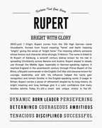 Rupert | Personalised Name Meaning Print – Custom Name Art Gift