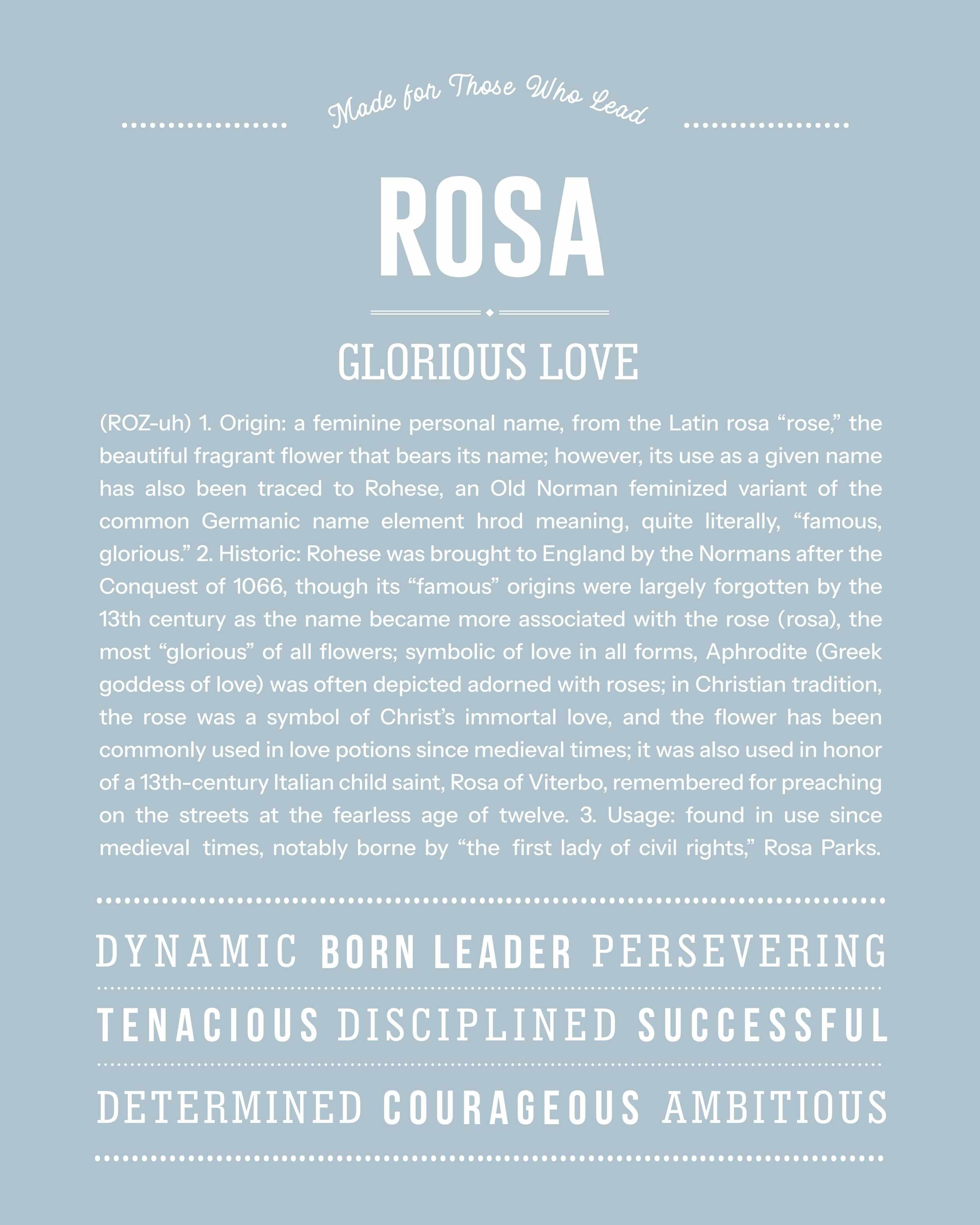 Rosa | Personalised Name Meaning Print – Custom Name Art Gift