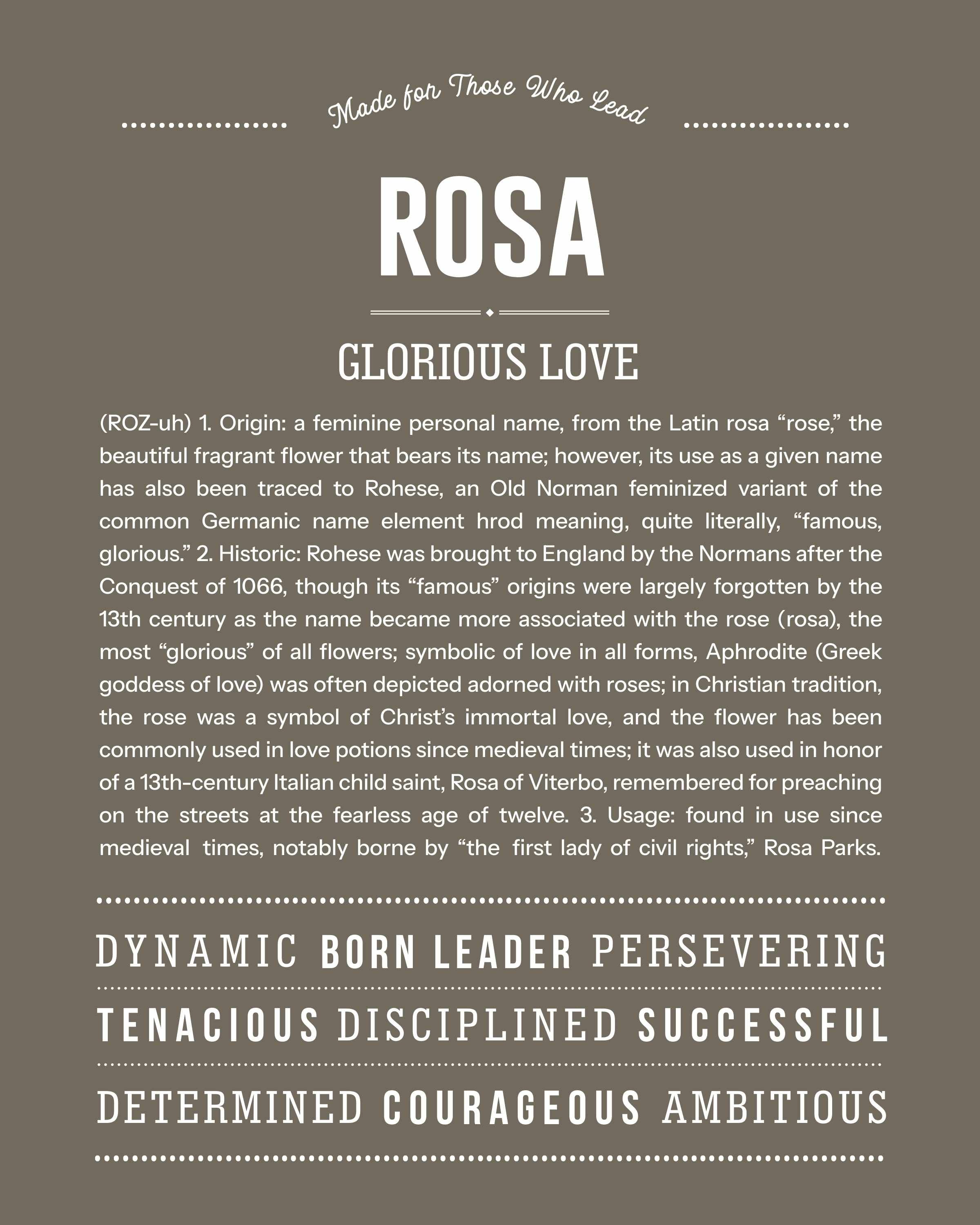 Rosa | Personalised Name Meaning Print – Custom Name Art Gift